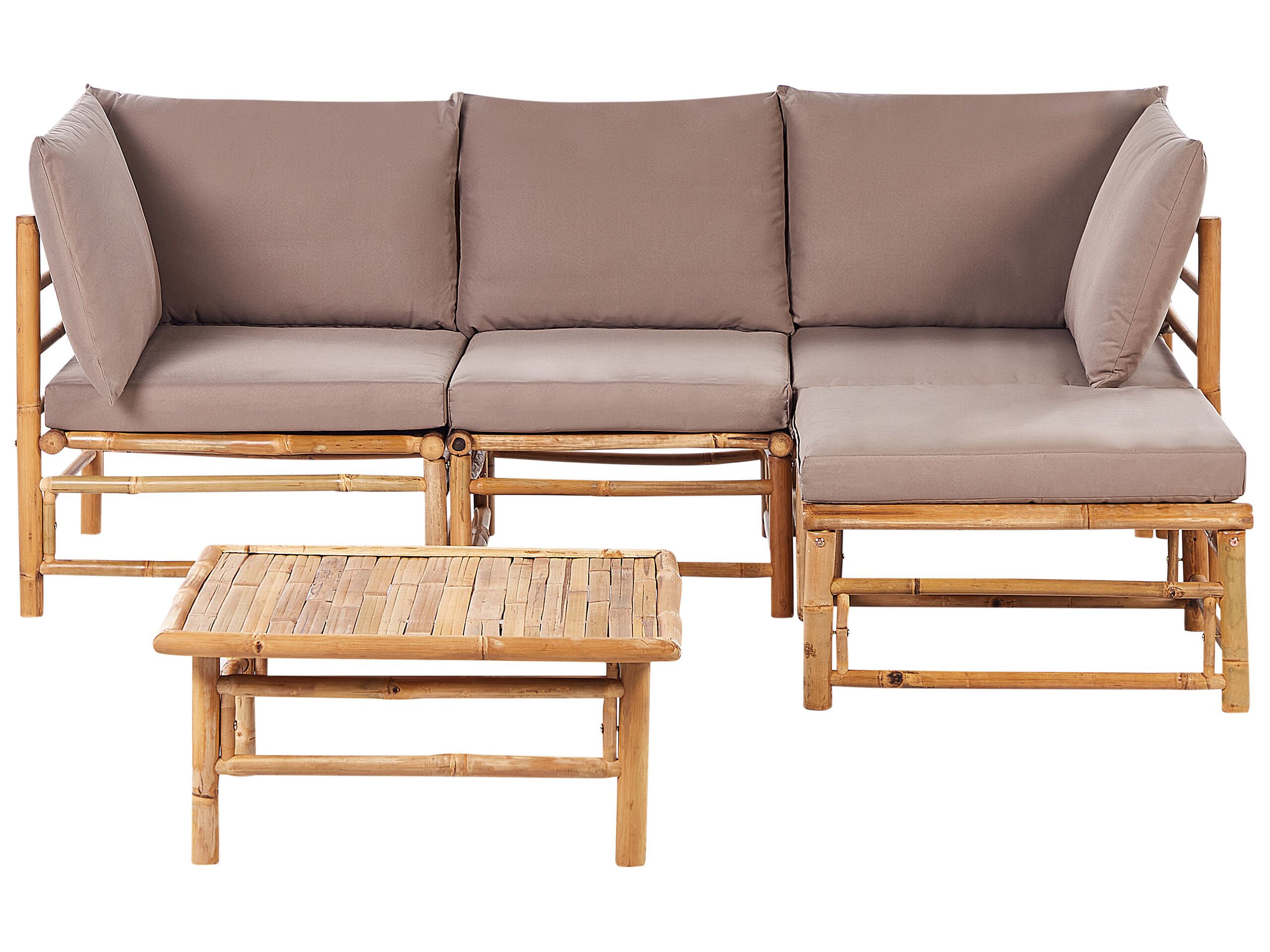 4 Seater Bamboo Garden Corner Sofa Set Taupe CERRETO - Gemini Interiors