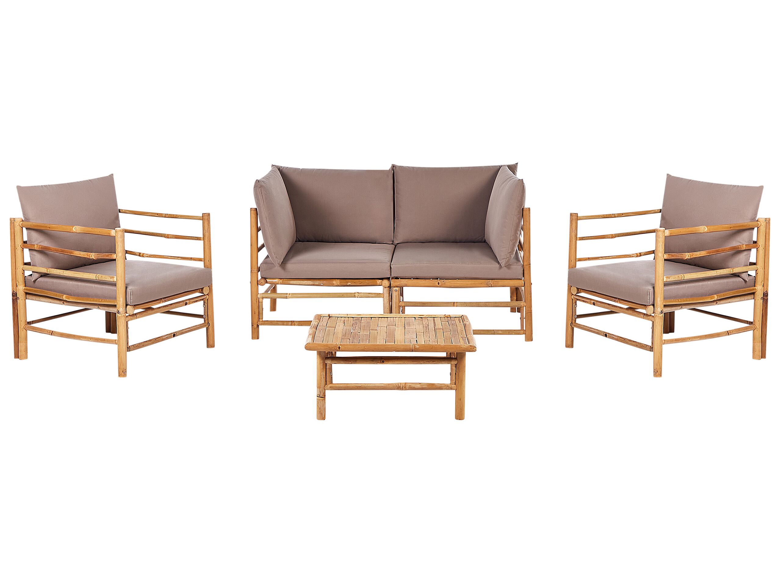 4 Seater Bamboo Garden Sofa Set Taupe CERRETO - Gemini Interiors