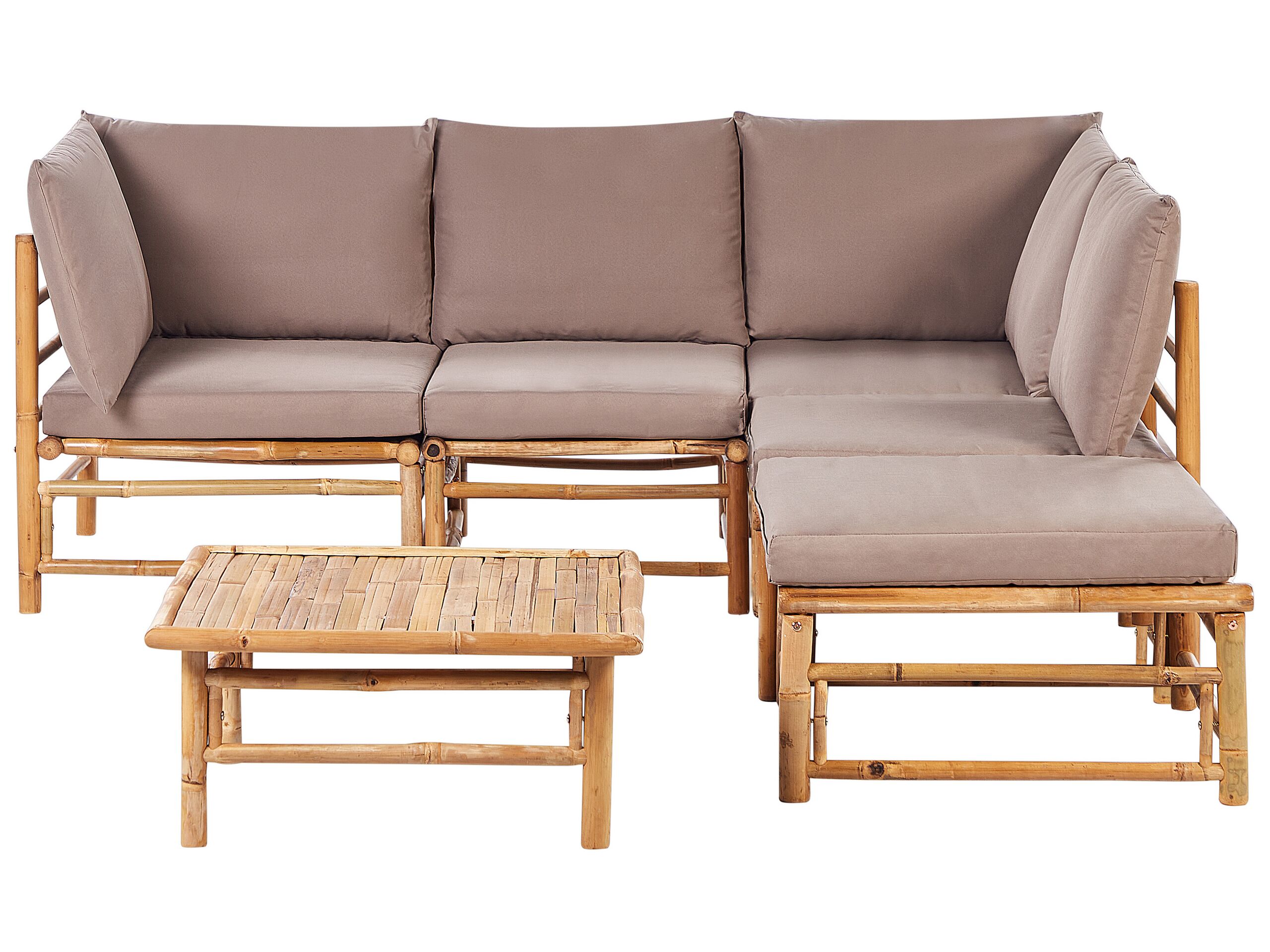 5 Seater Bamboo Garden Corner Sofa Set Taupe CERRETO - Gemini Interiors