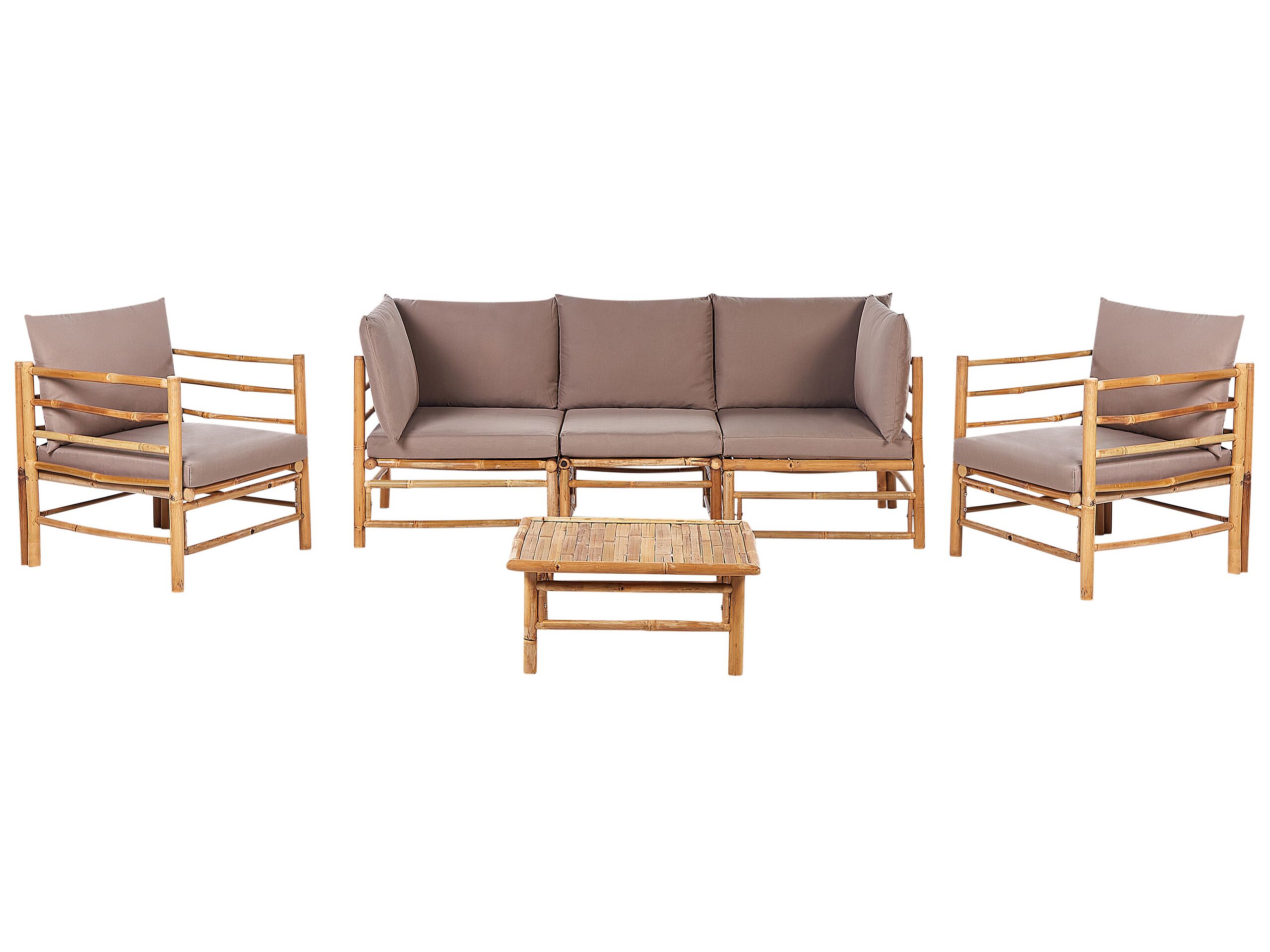 5 Seater Bamboo Garden Sofa Set Taupe CERRETO - Gemini Interiors