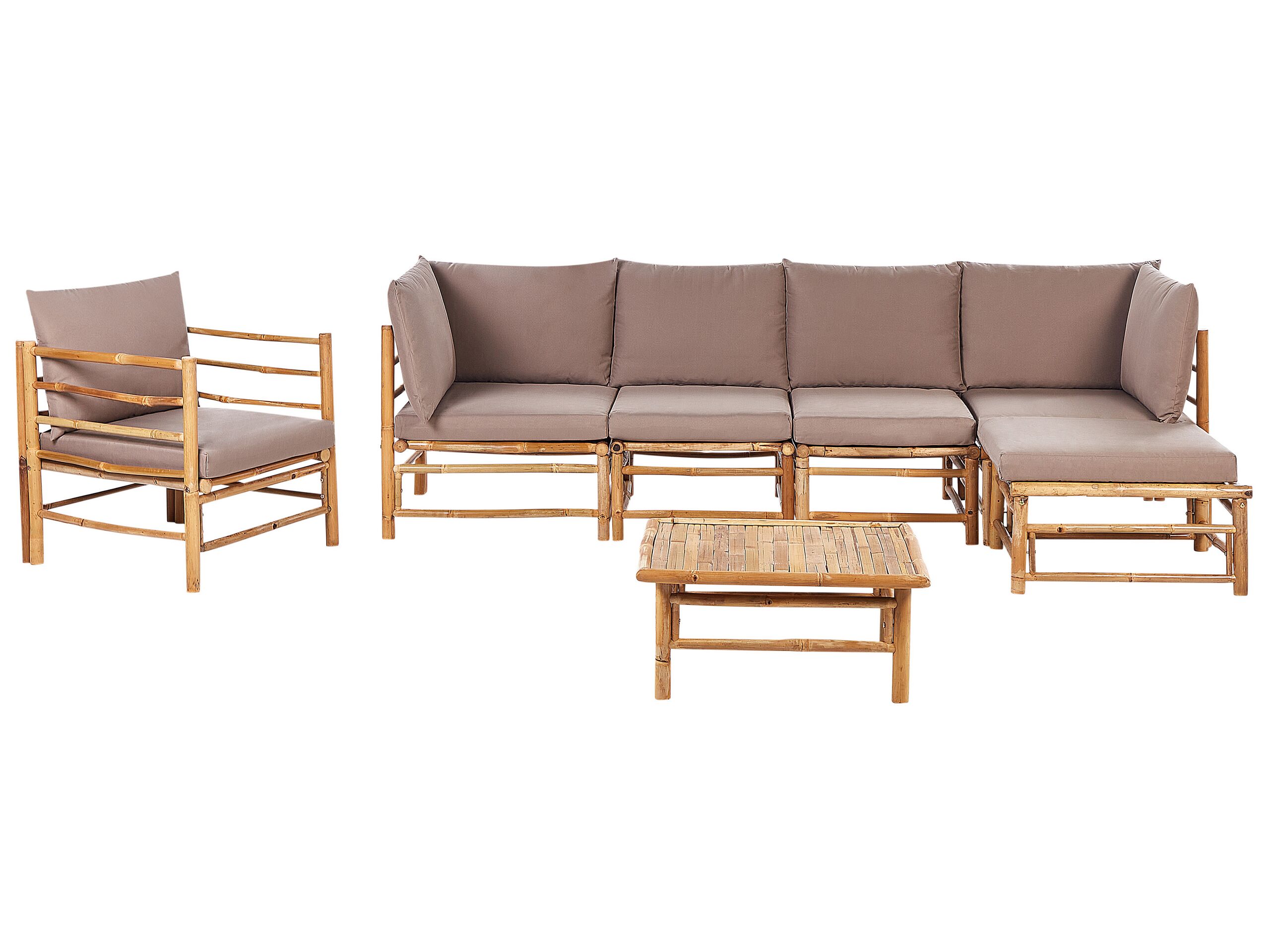 6 Seater Bamboo Garden Sofa Set Taupe CERRETO - Gemini Interiors