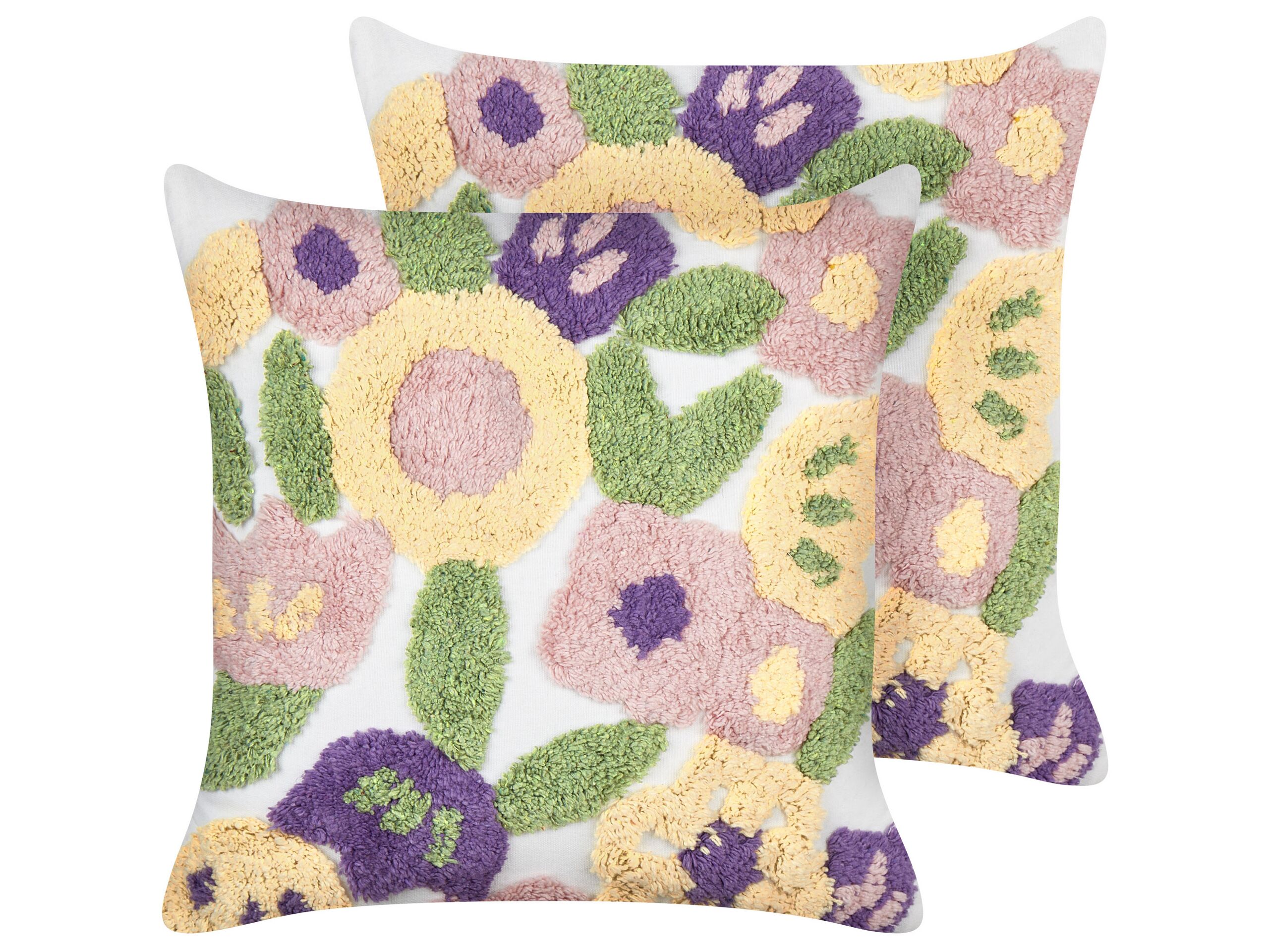 Set of 2 Tufted Cotton Cushions 45x45cm Multicolour - Gemini Interiors