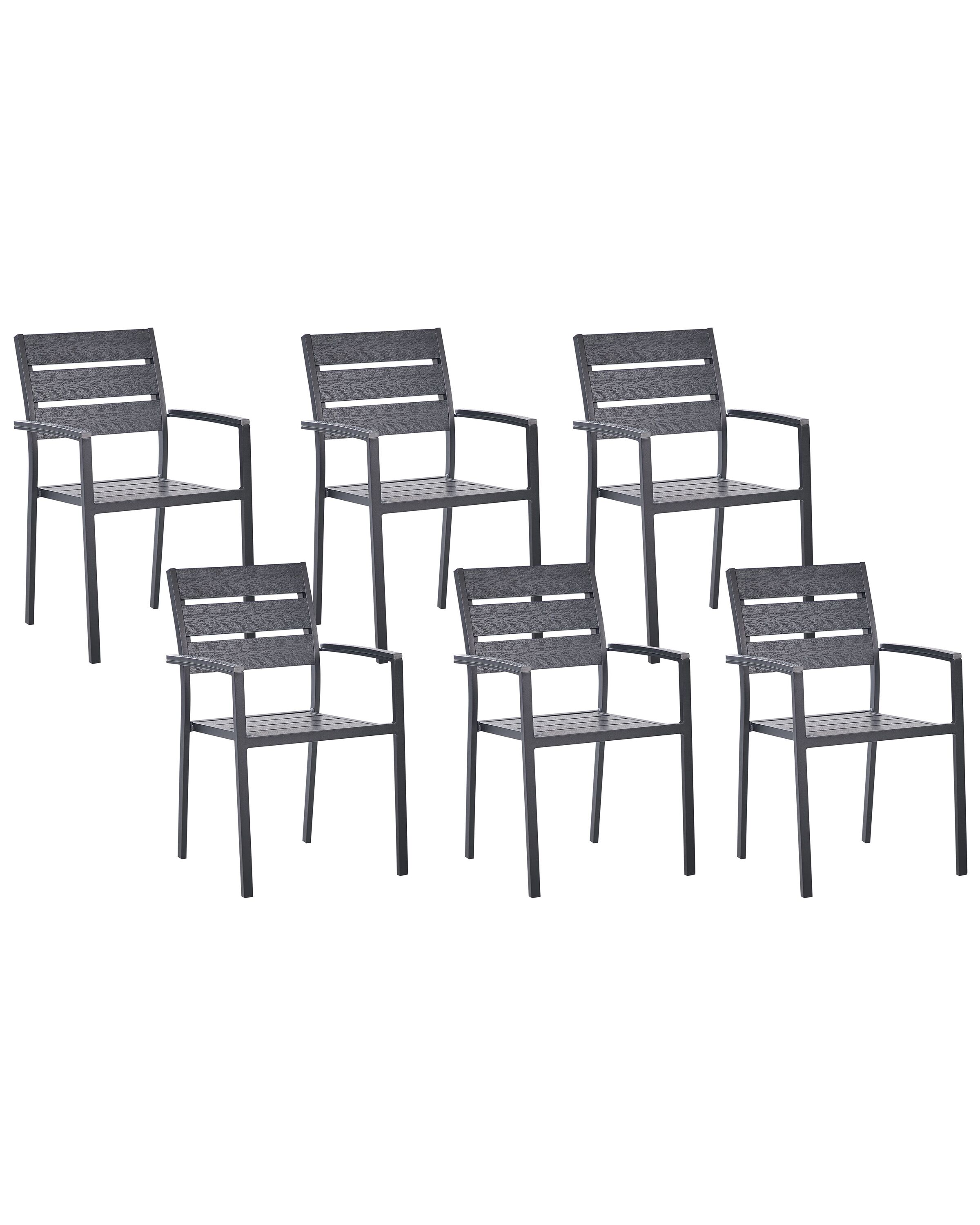 Set of 6 Garden Dining Chairs Black VERNIO - Gemini Interiors