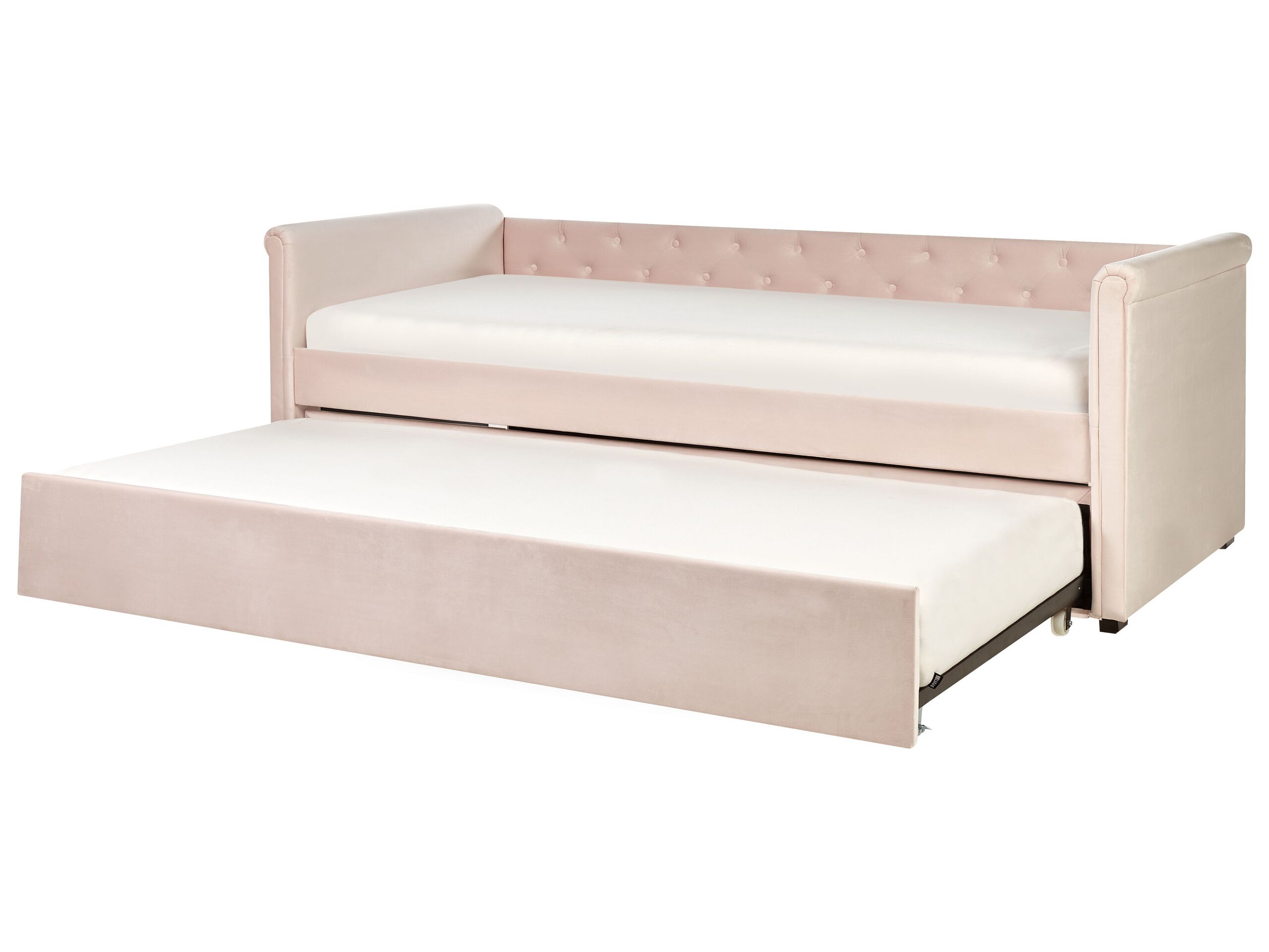 Velvet EU Single Trundle Bed Pastel Pink LIBOURNE - Gemini Interiors