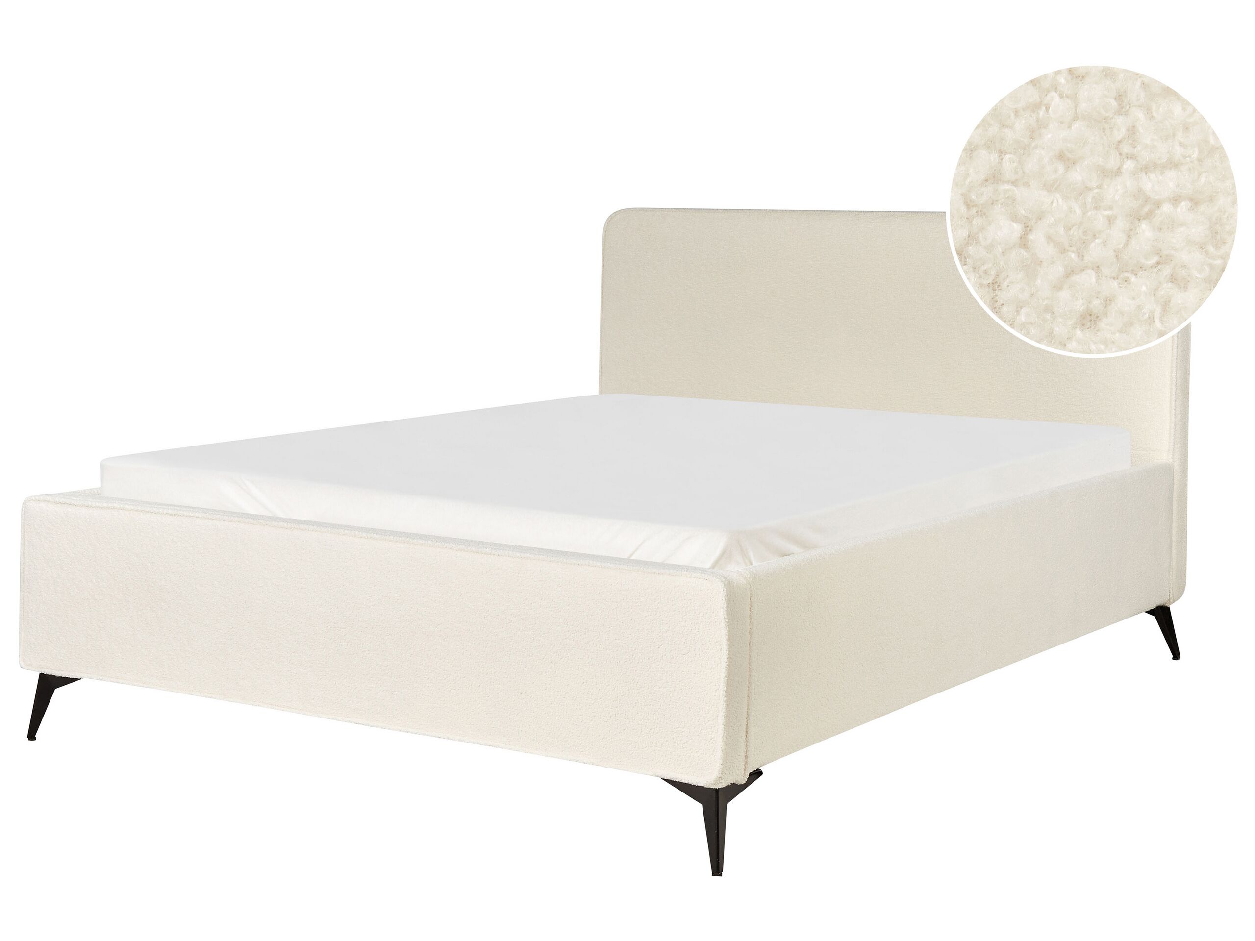 Boucle EU King Size Bed Cream VALOGNES - Gemini Interiors