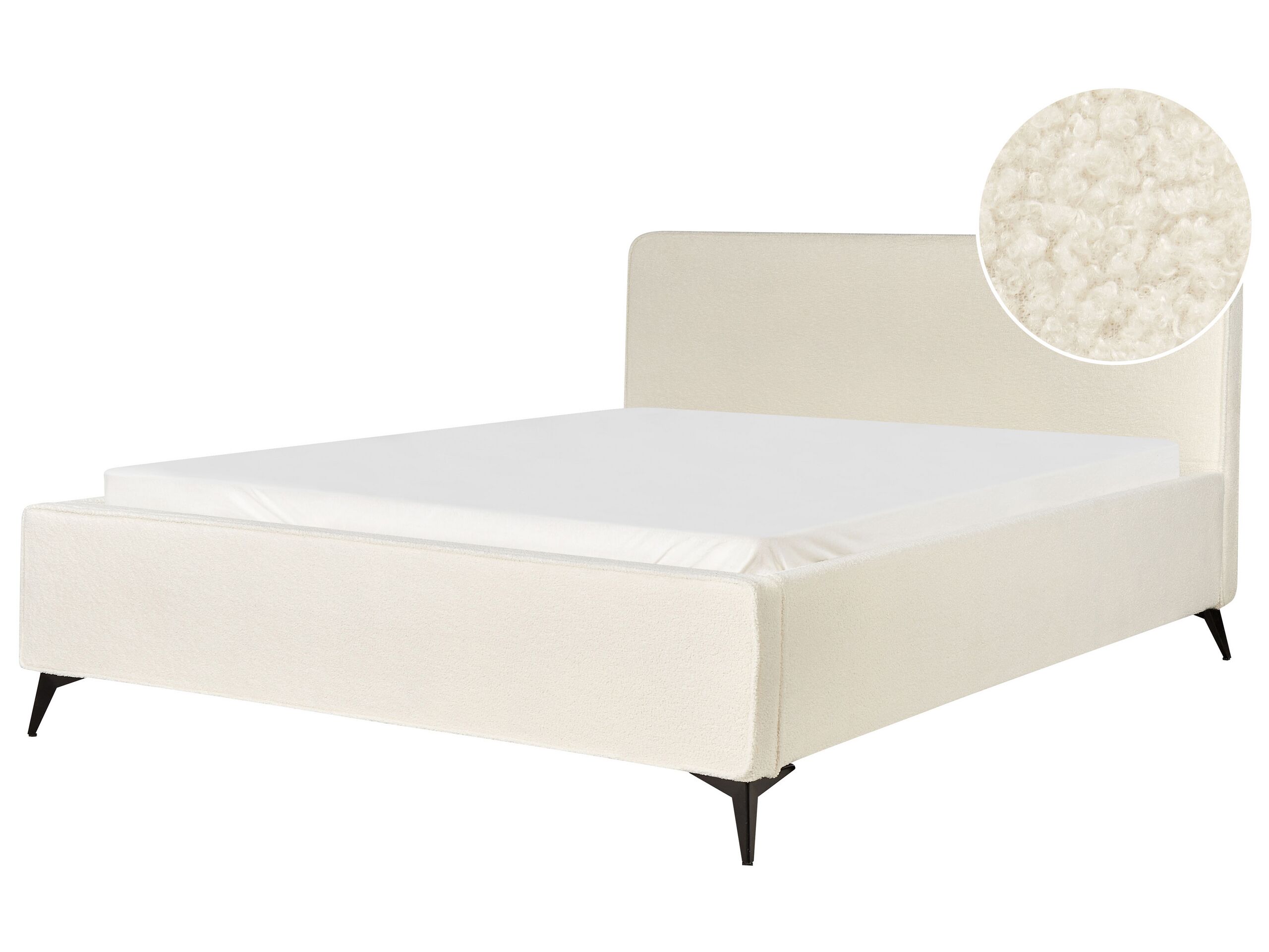 Boucle EU Super King Size Bed Cream VALOGNES - Gemini Interiors