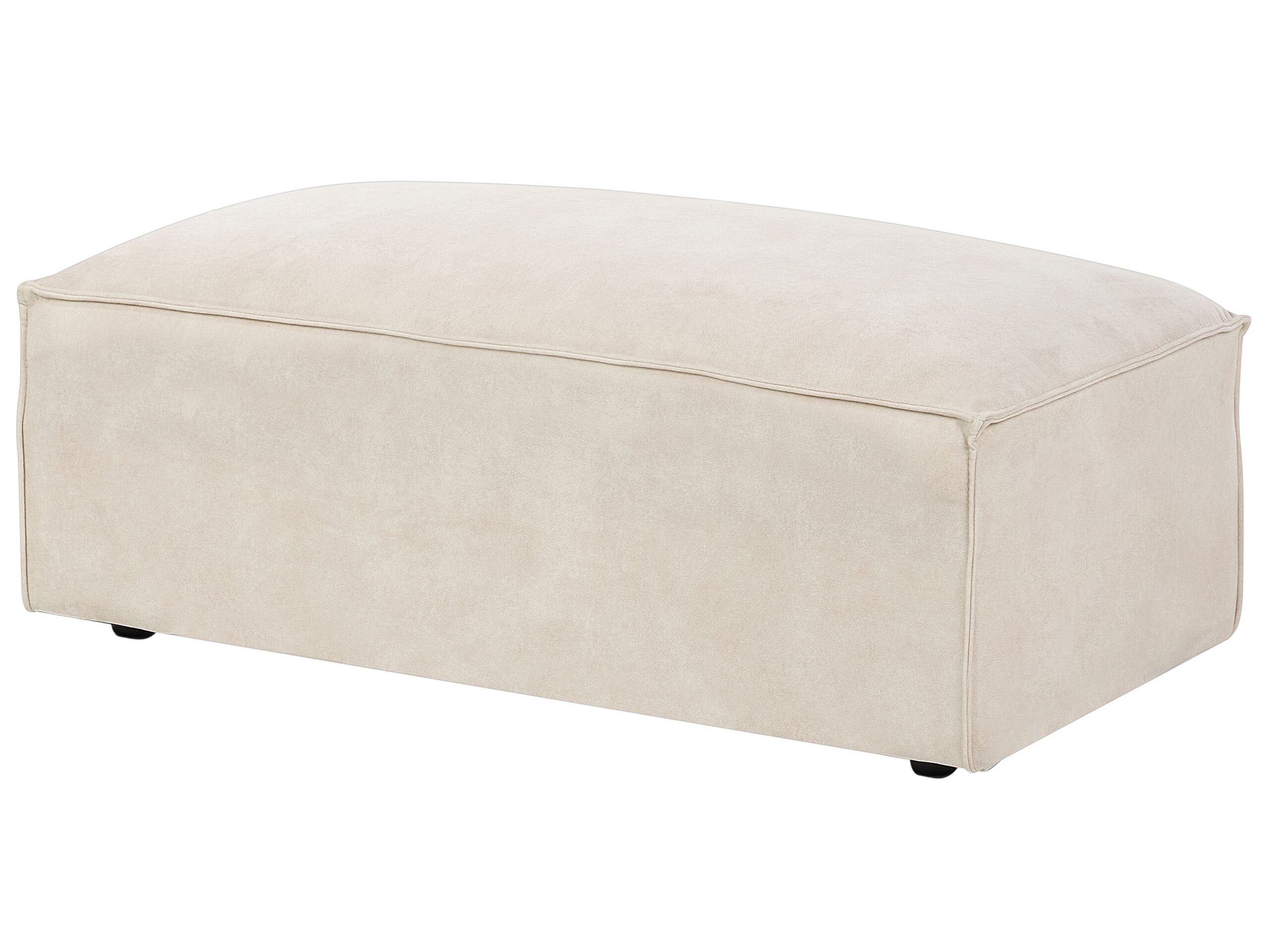 Velvet Ottoman Beige HELLNAR - Gemini Interiors