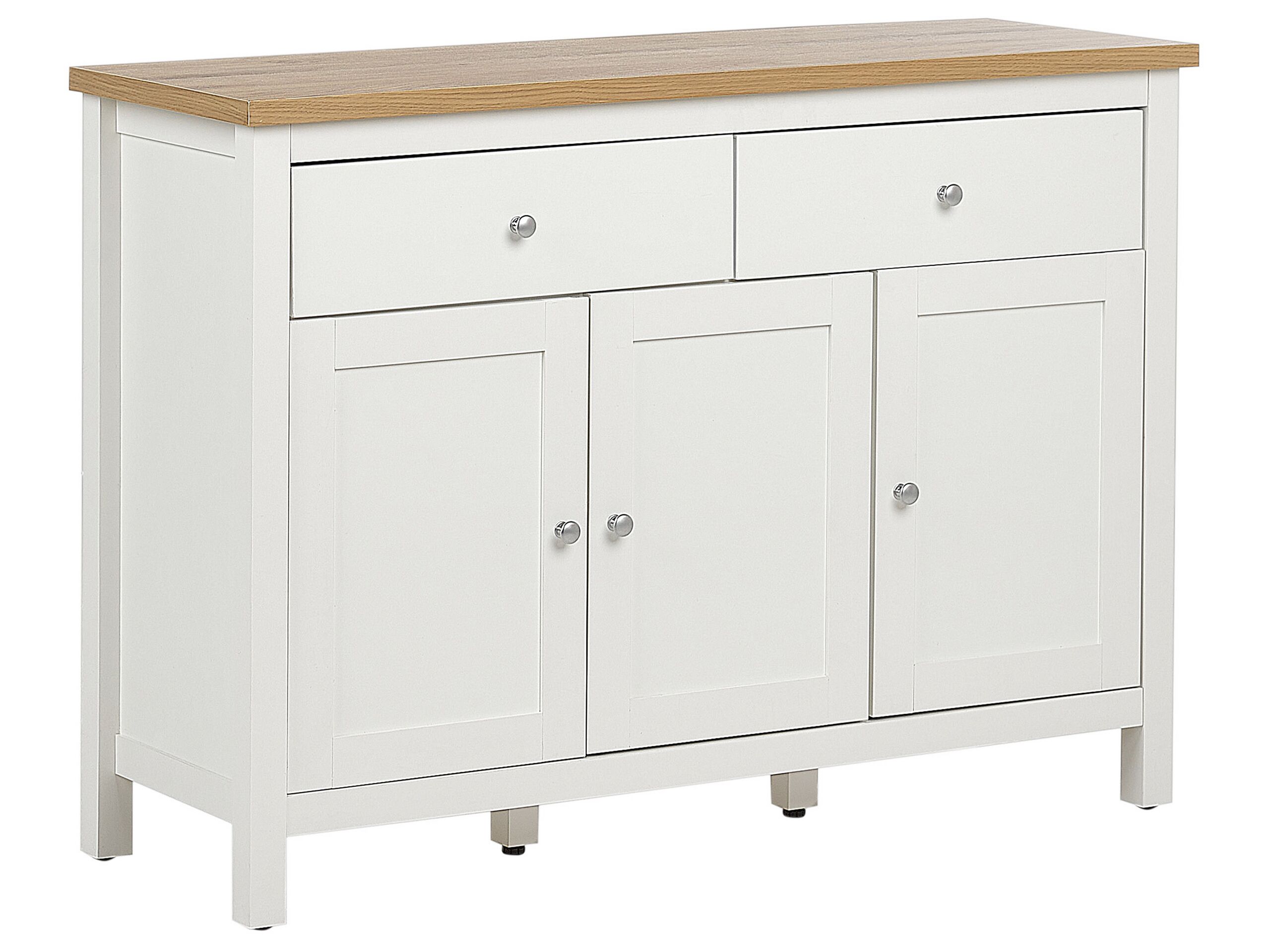 2 Drawer Sideboard White and Light Wood ATOCA - Gemini Interiors