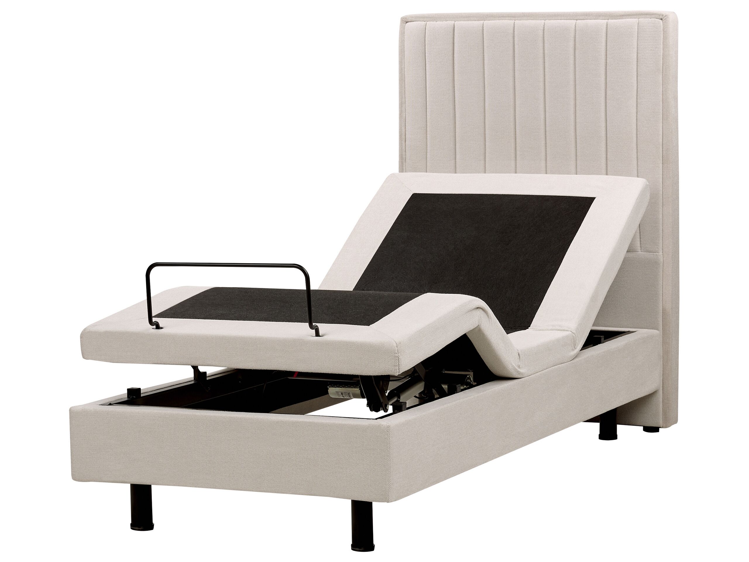 Fabric EU Small Single Adjustable Bed Beige DUKE II - Gemini Interiors
