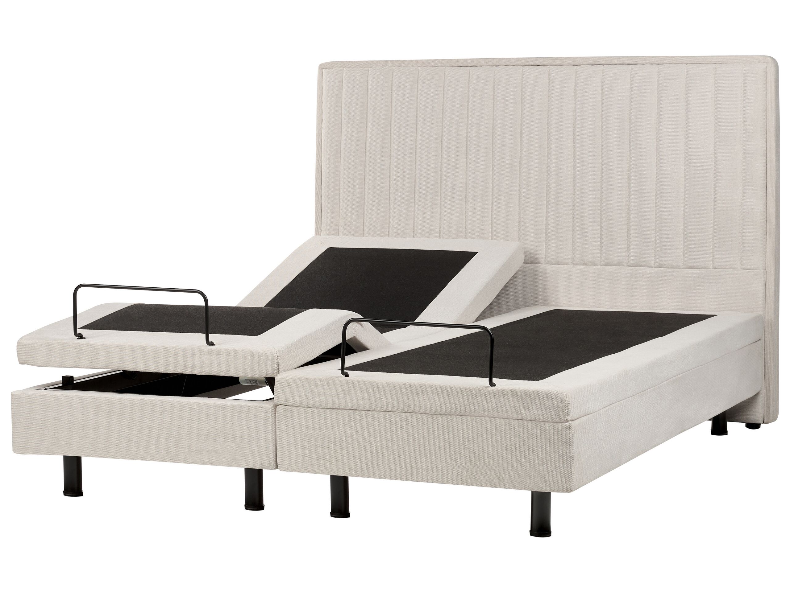 Fabric EU King Size Adjustable Bed Beige DUKE II - Gemini Interiors