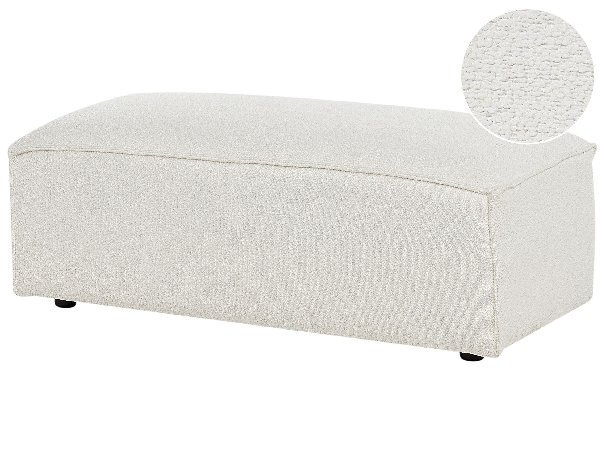 Boucle Ottoman White HELLNAR - Gemini Interiors
