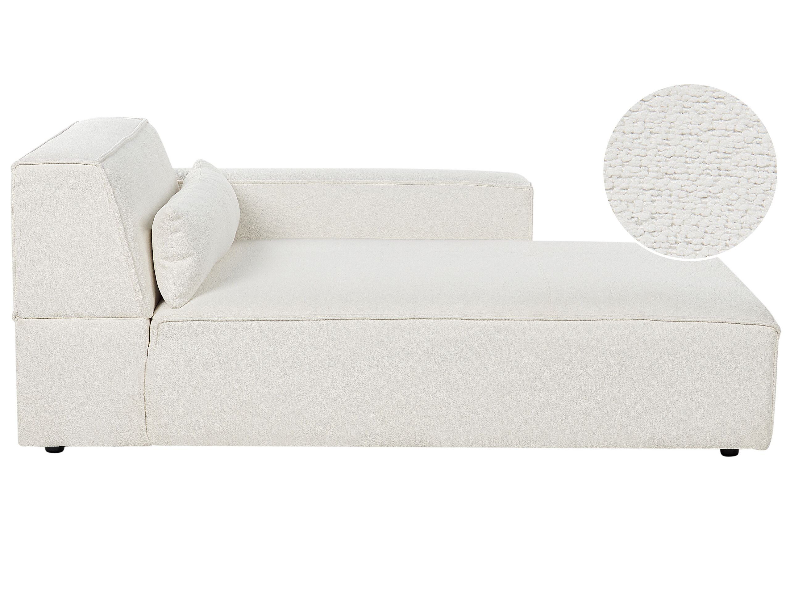 Left Hand Boucle Chaise Lounge White HELLNAR - Gemini Interiors