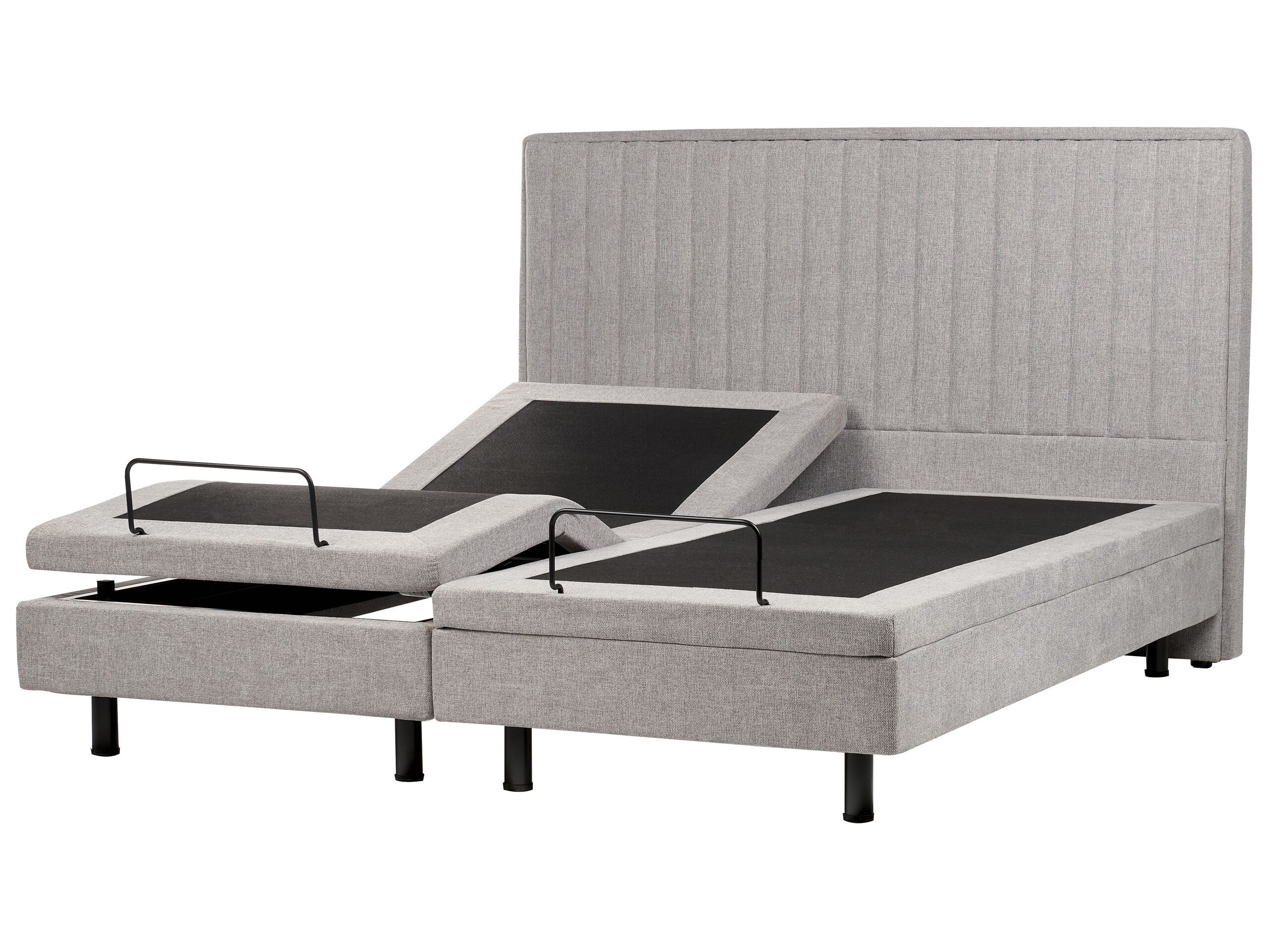 Fabric EU Super King Size Adjustable Bed Grey DUKE II - Gemini Interiors