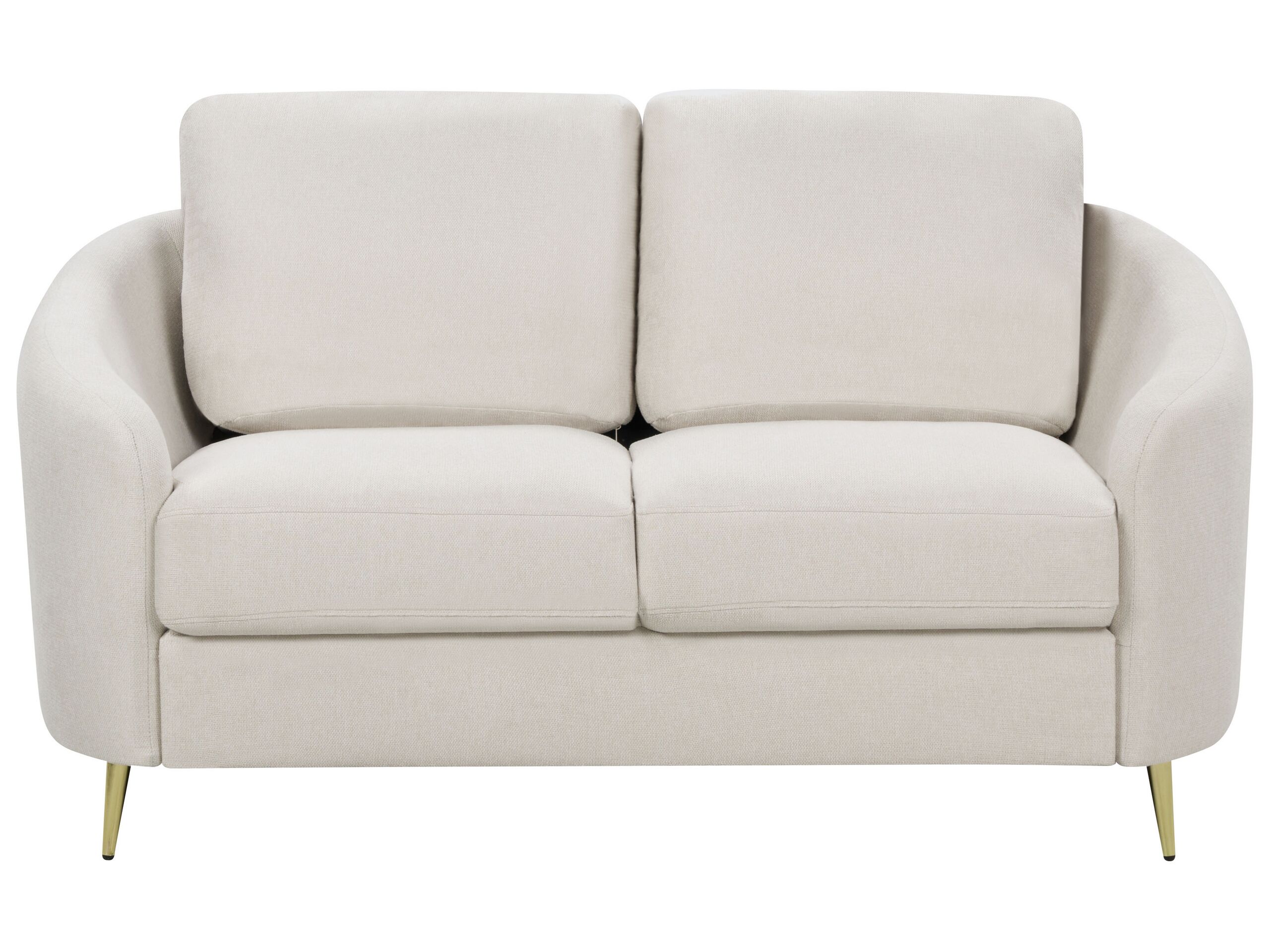 2 Seater Fabric Sofa Light Beige TROSA - Gemini Interiors