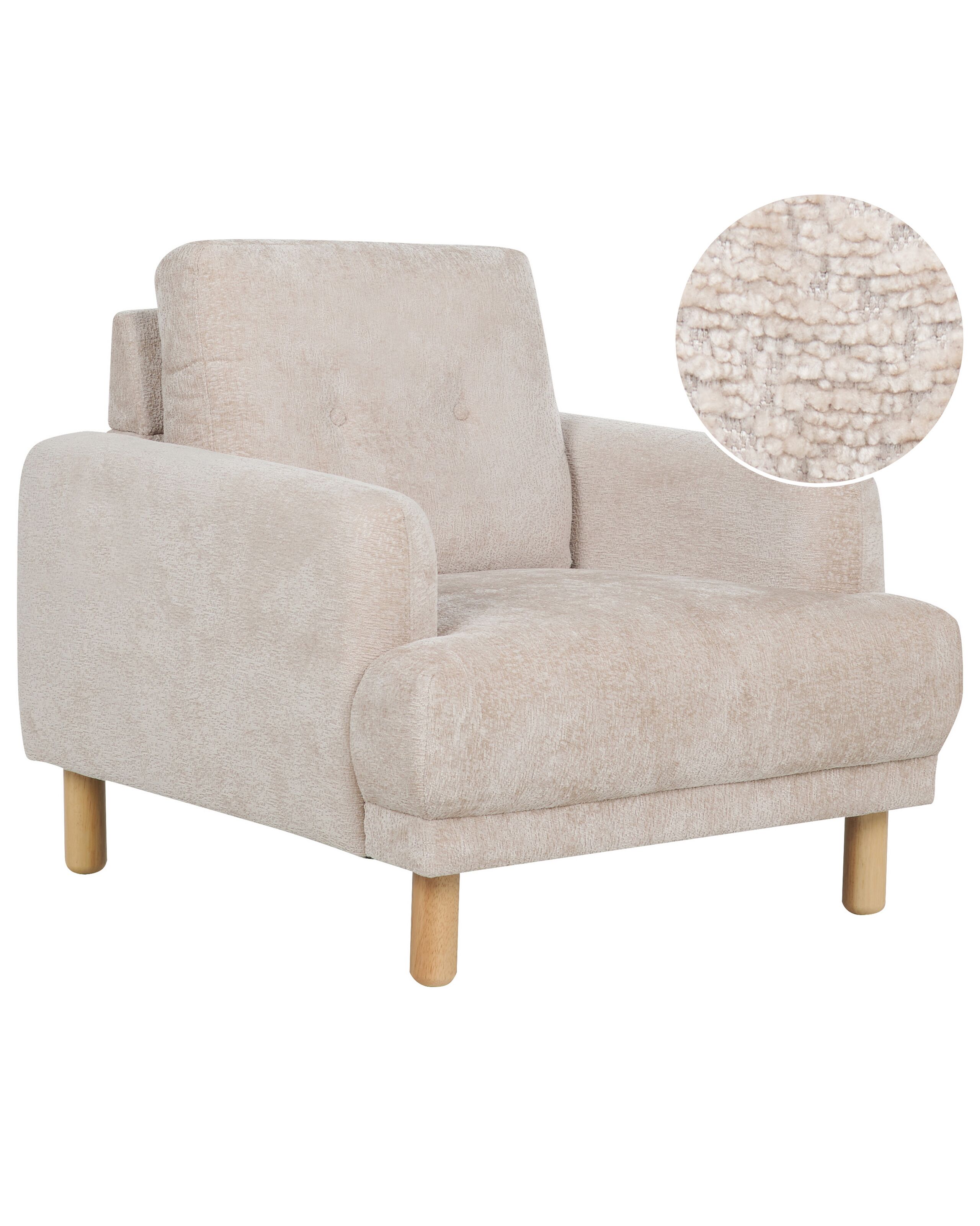 Boucle Armchair Beige TUVE - Gemini Interiors
