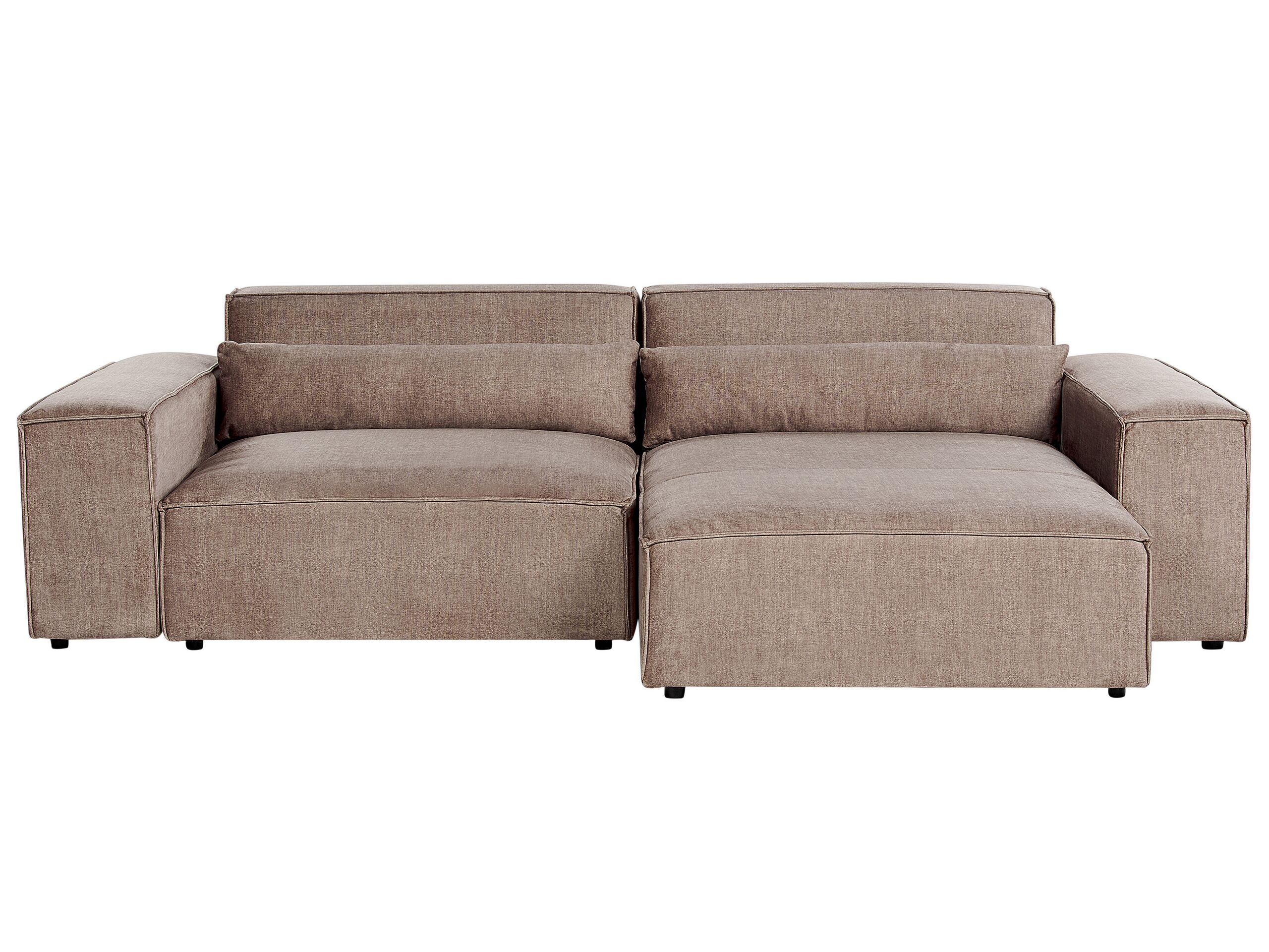 Left Hand 2 Seater Modular Fabric Corner Sofa Brown HELLNAR - Gemini Interiors