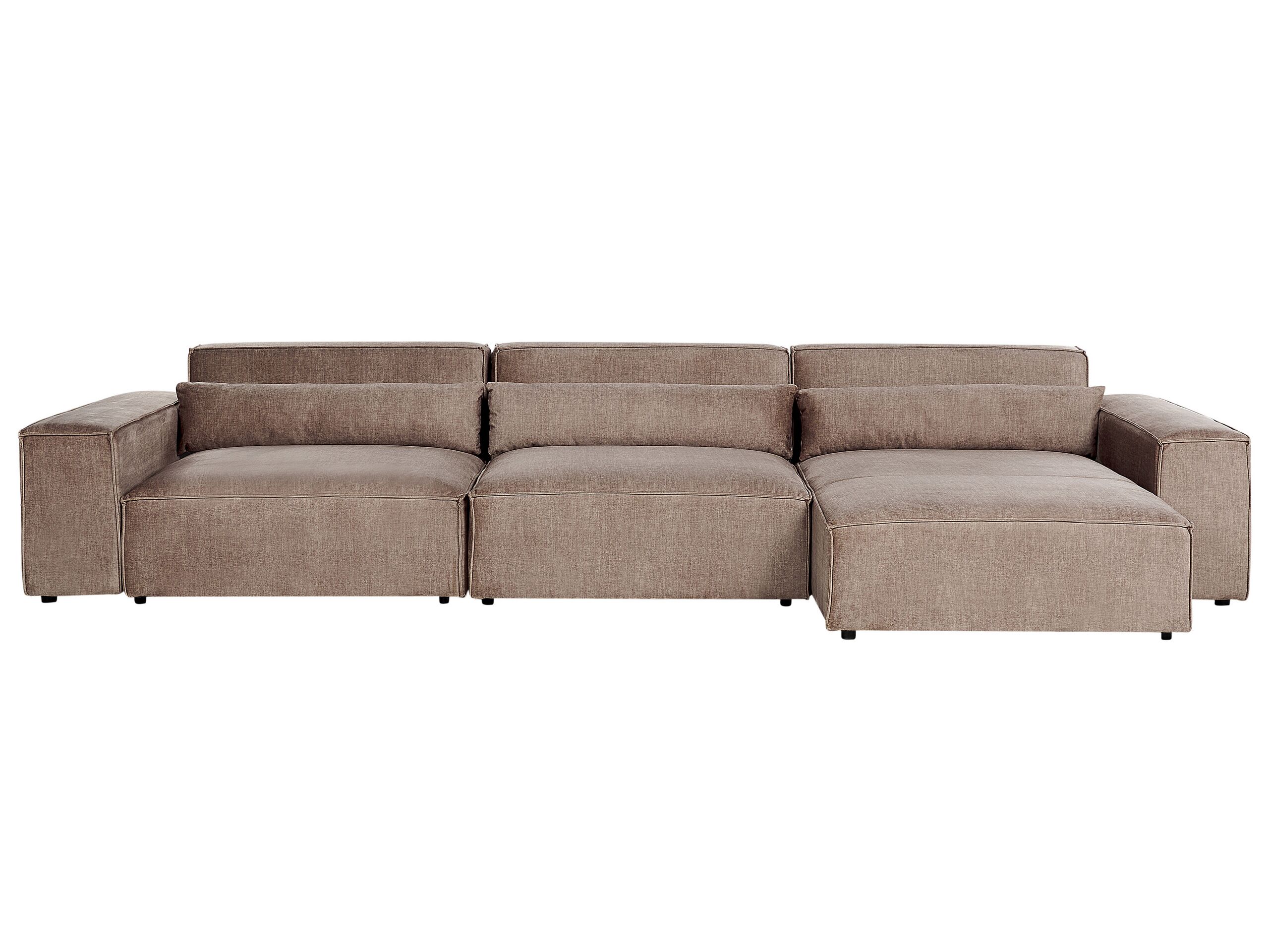 QAVELLE Fabric Corner Sofa - L Shaped - Right Hand Facing - Light Brown - Gemini Interiors