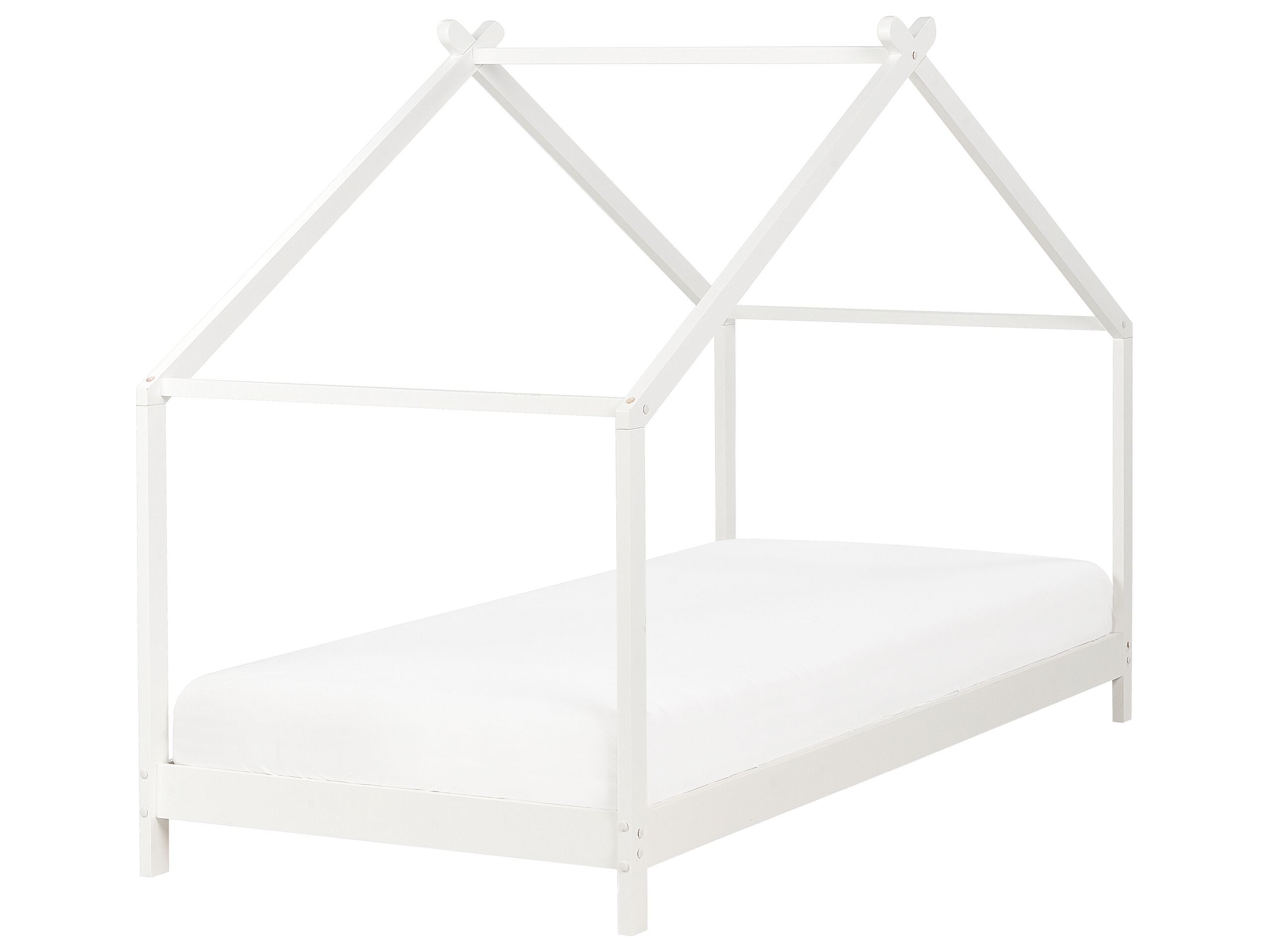 Wooden Kids House Bed EU Single Size White ORLU - Gemini Interiors