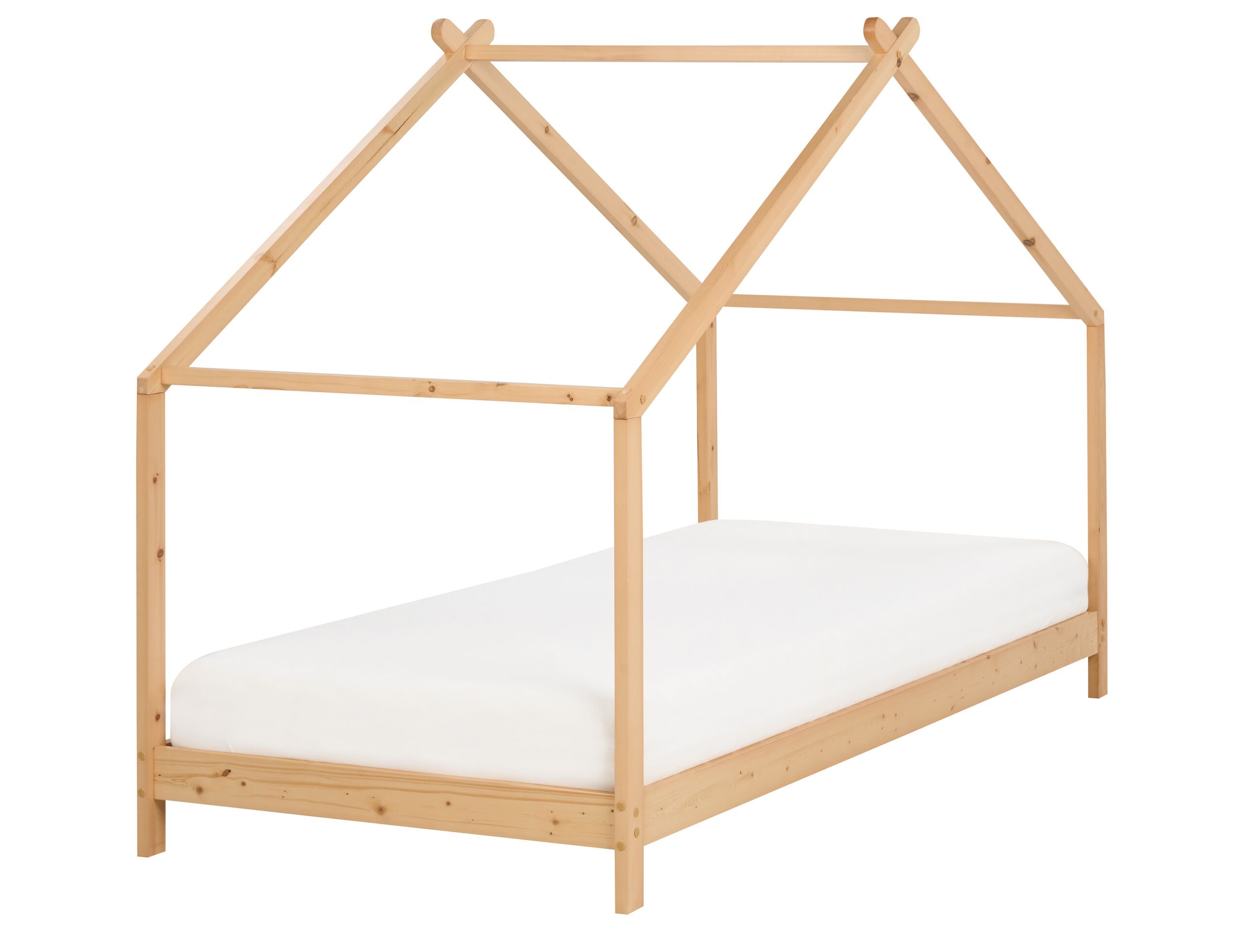 Wooden Kids House Bed EU Single Size Light ORLU - Gemini Interiors