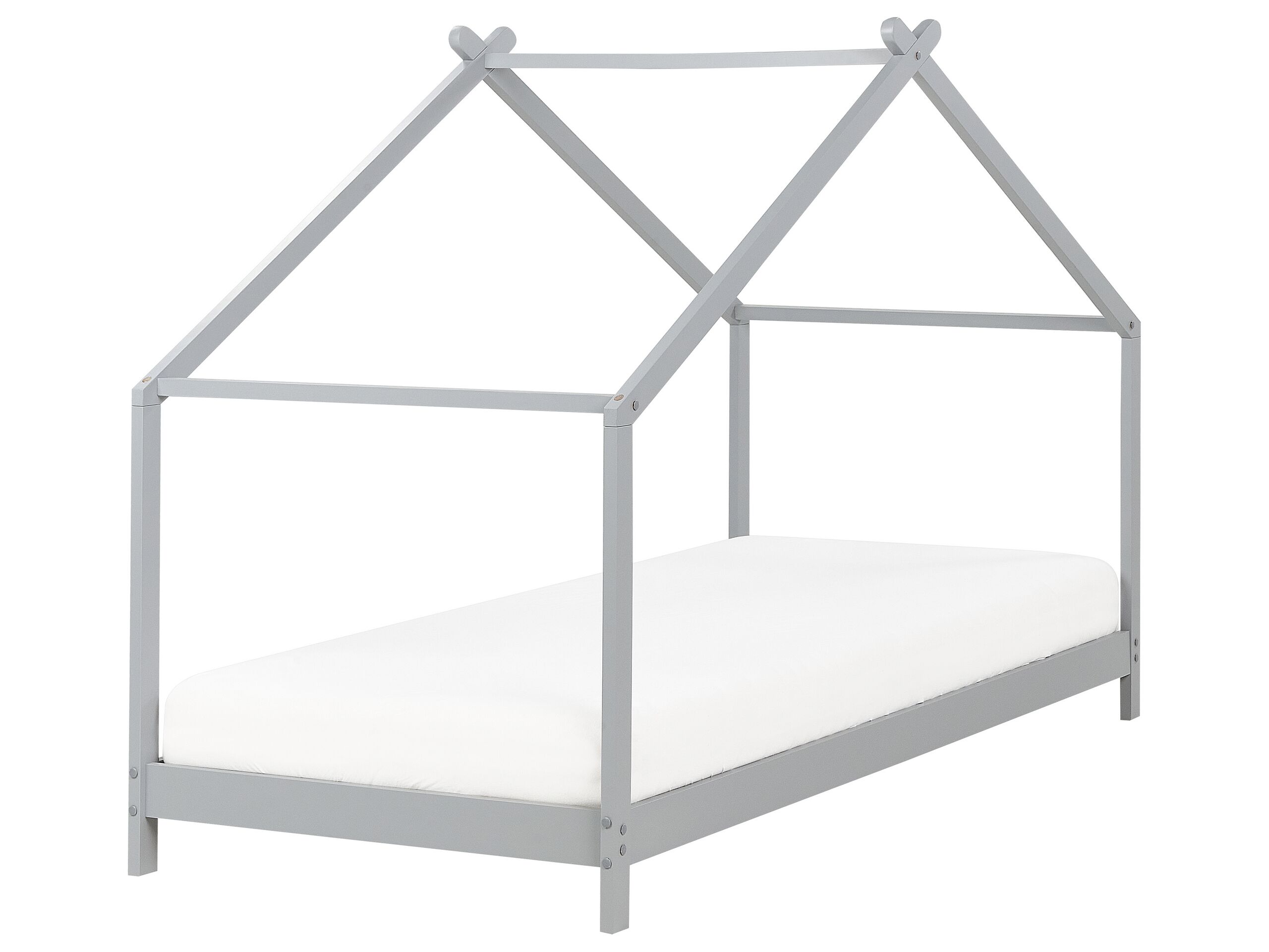 Wooden Kids House Bed EU Single Size Grey ORLU - Gemini Interiors