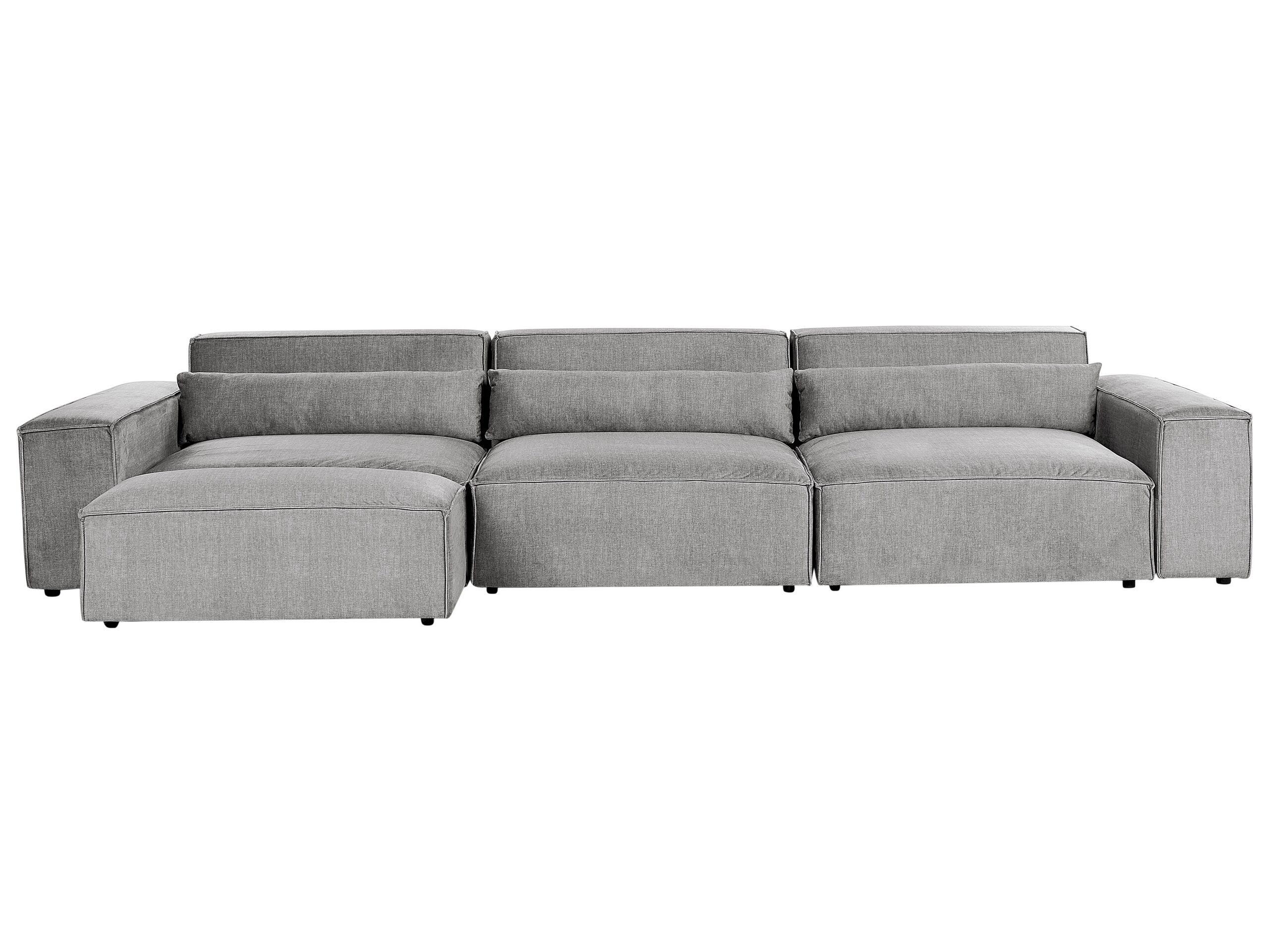 3 Seater Modular Fabric Sofa with Ottoman Grey HELLNAR - Gemini Interiors