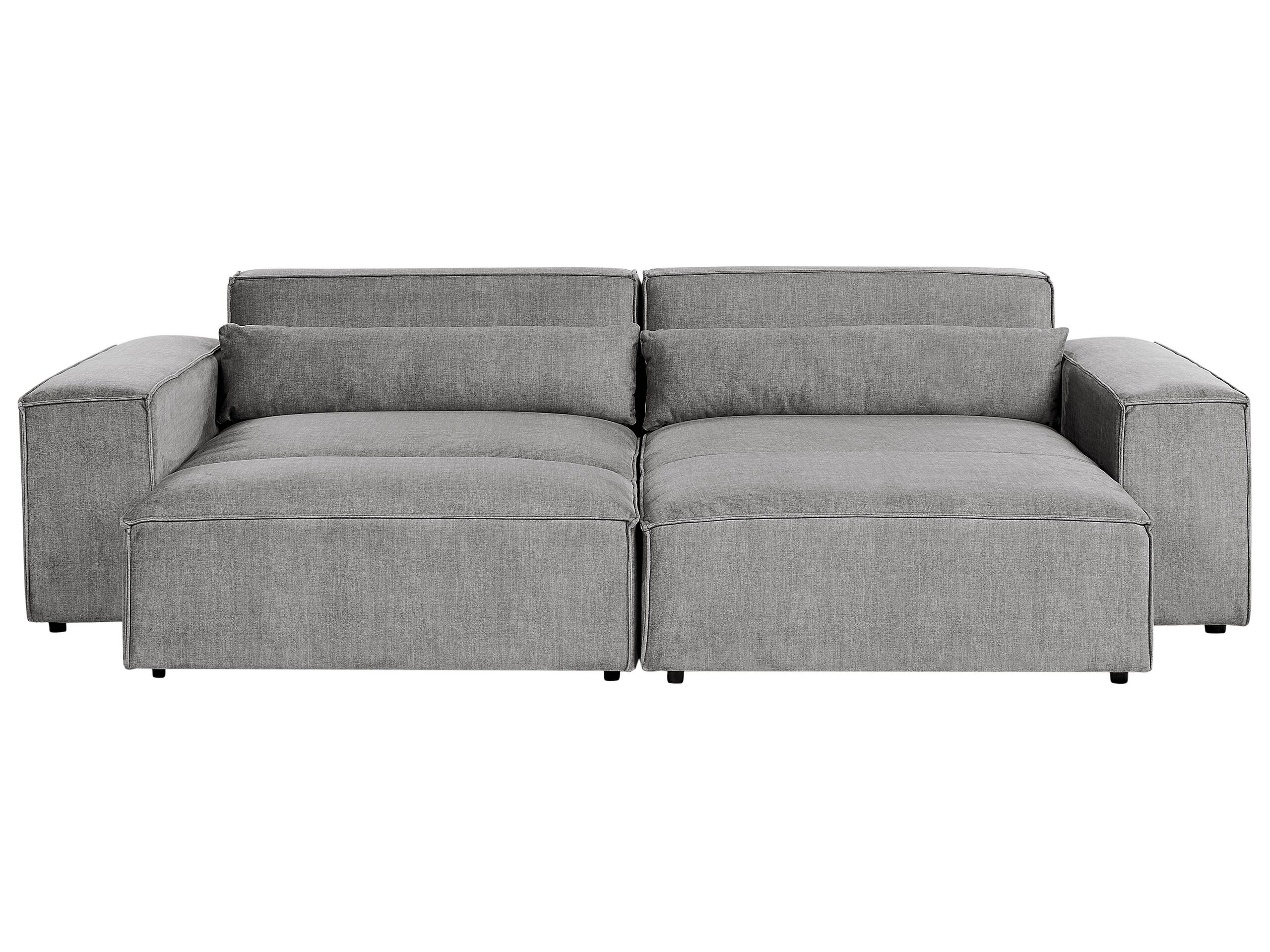 Left Hand 2 Seater Modular Fabric Corner Sofa with Ottoman Grey HELLNAR - Gemini Interiors