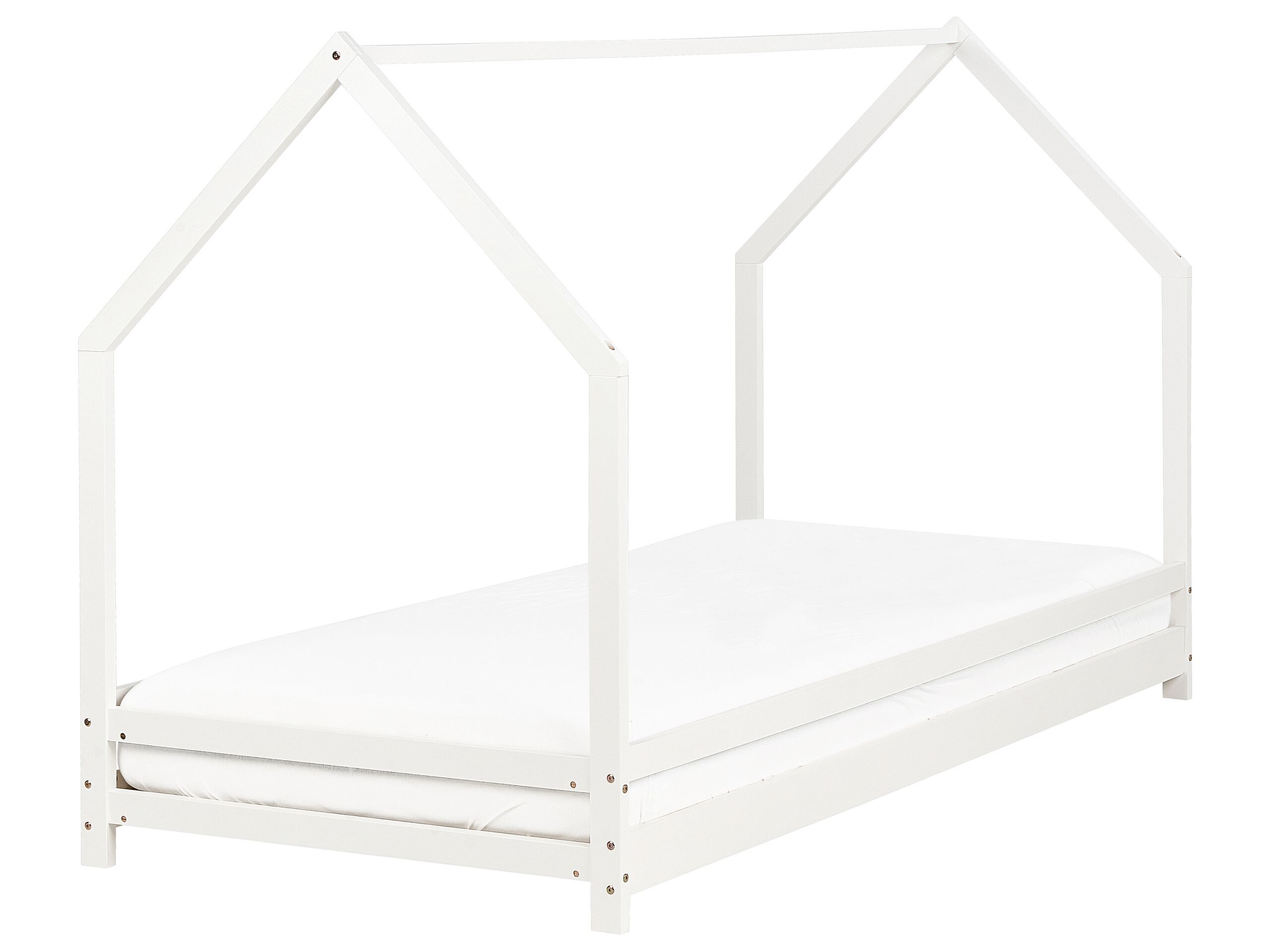 Wooden Kids House Bed EU Single Size White APPY - Gemini Interiors