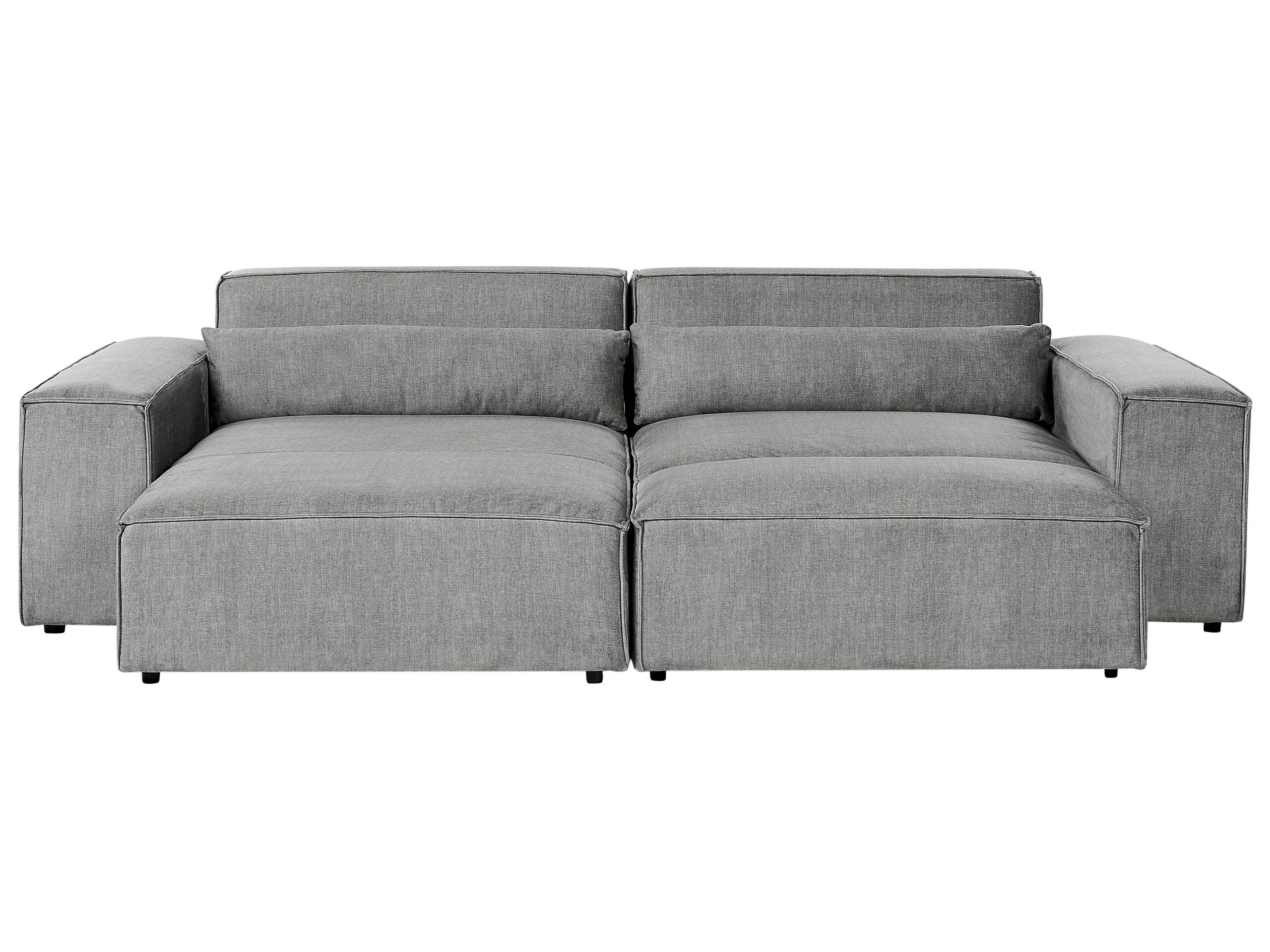 Right Hand 2 Seater Modular Fabric Corner Sofa with Ottoman Grey HELLNAR - Gemini Interiors