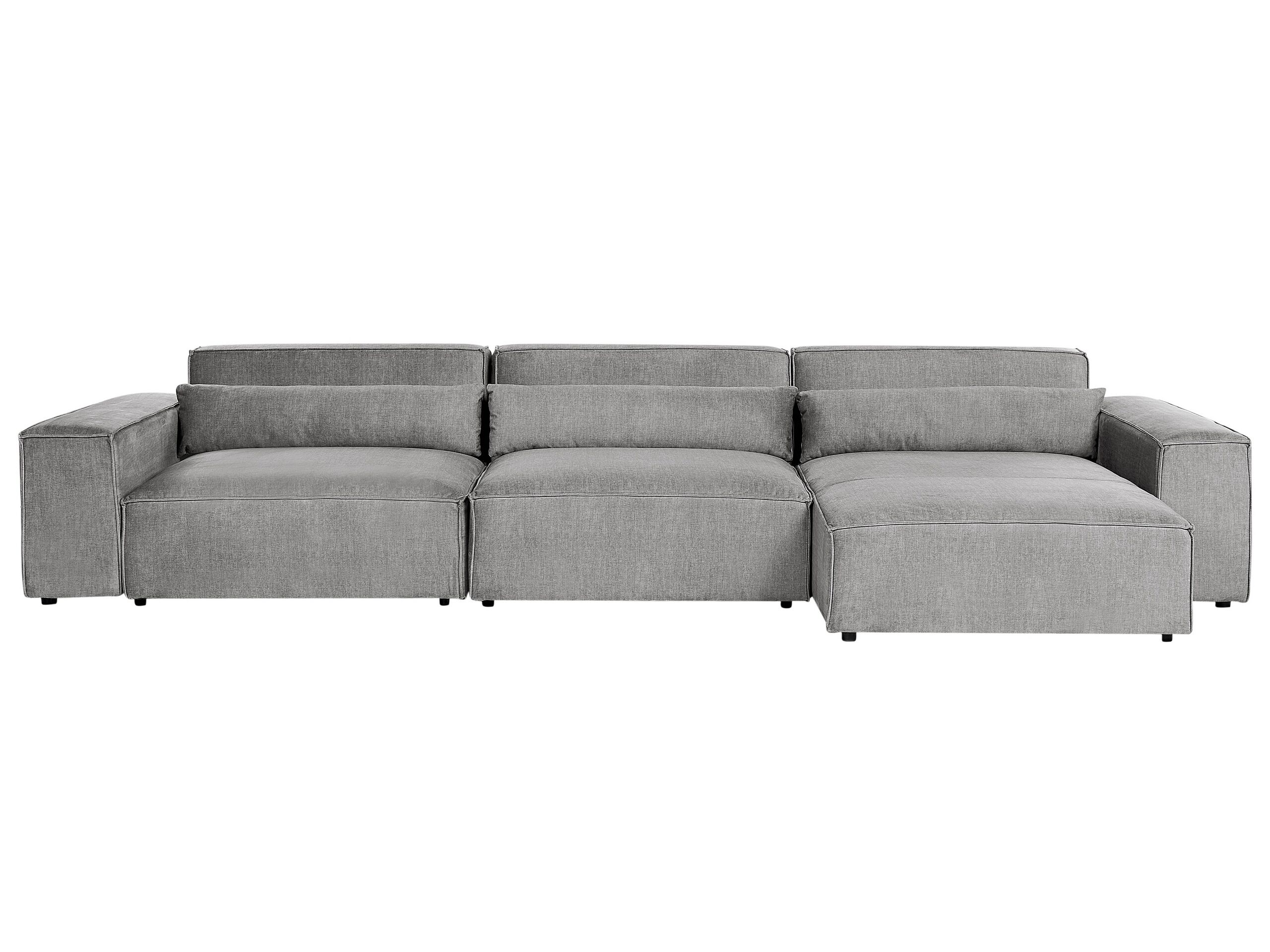 Left Hand 3 Seater Modular Fabric Corner Sofa Grey HELLNAR - Gemini Interiors