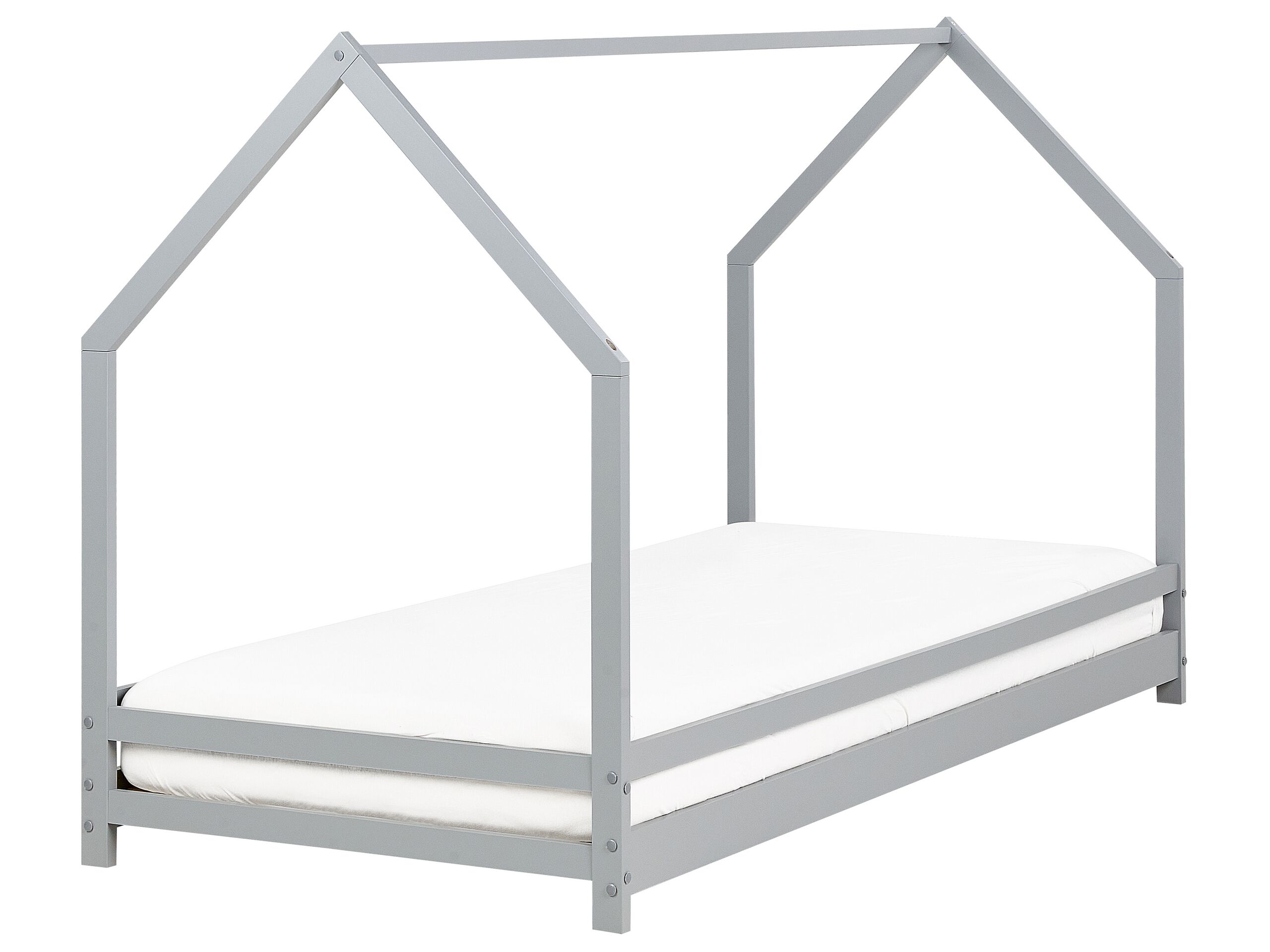 Wooden Kids House Bed EU Single Size Grey APPY - Gemini Interiors