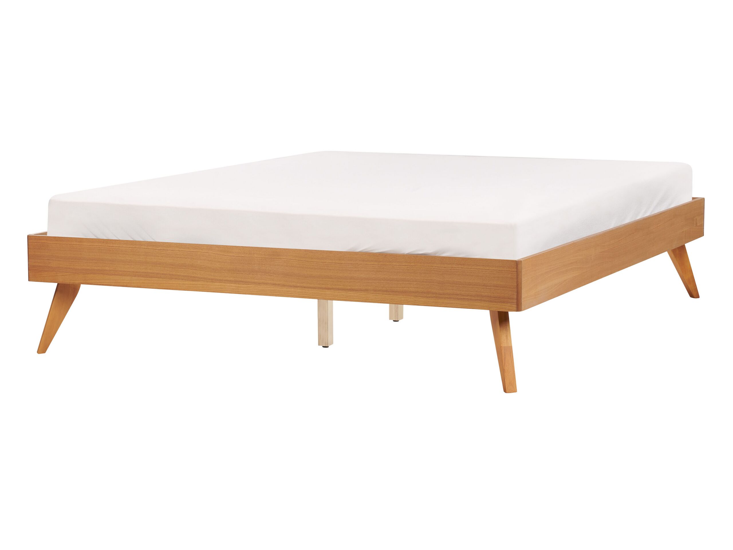 EU Double Size Bed Light Wood BERRIC - Gemini Interiors