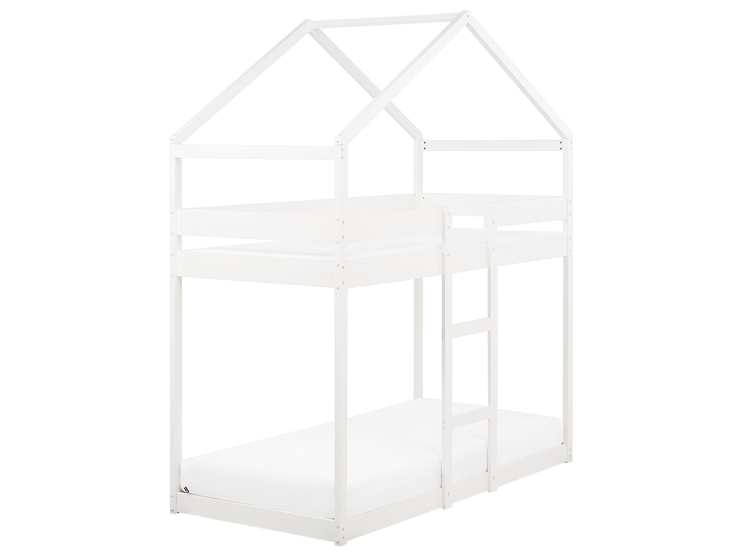 Wooden Kids House Bunk Bed EU Single Size White LABATUT - Gemini Interiors