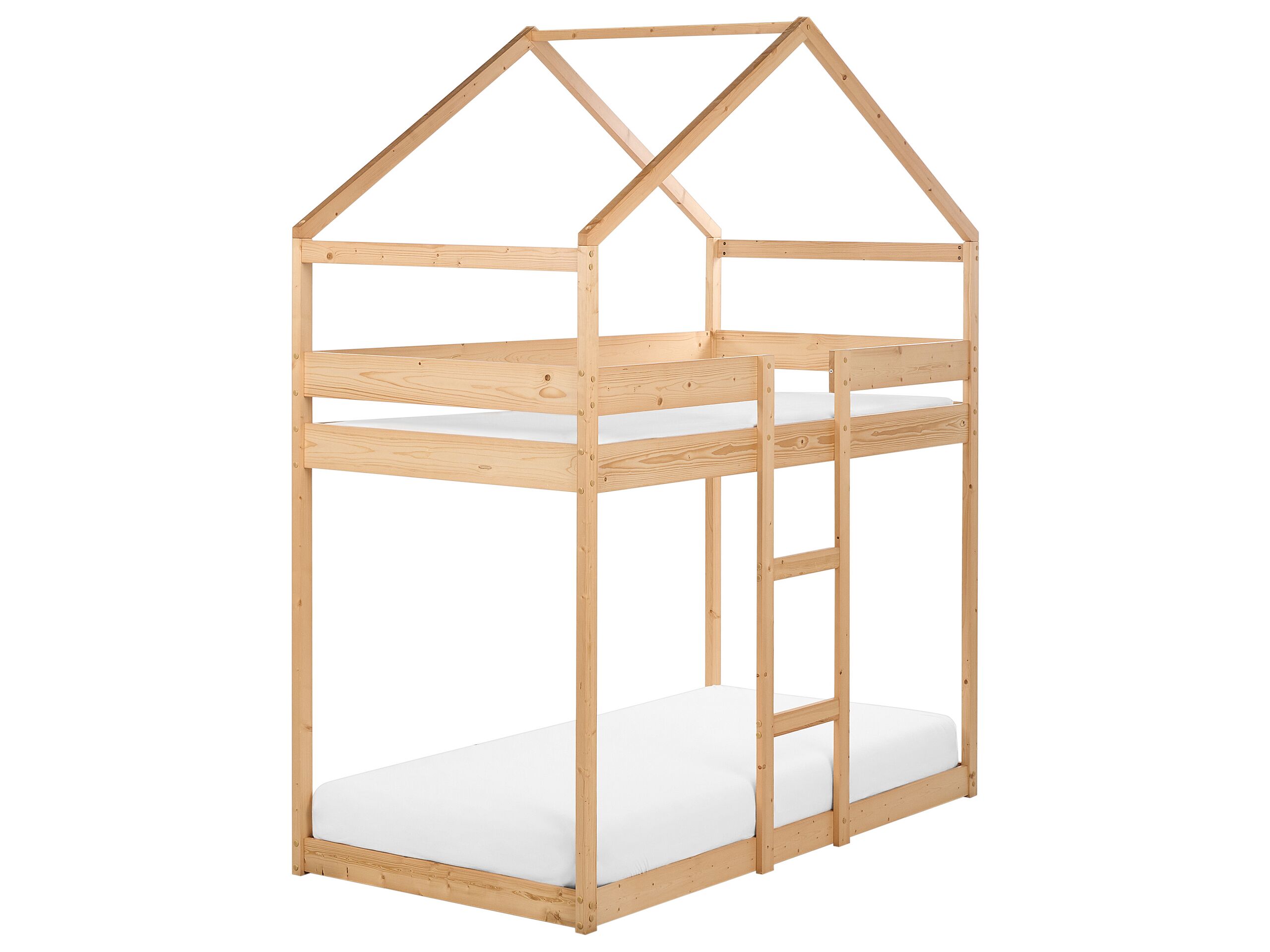 Wooden Kids House Bunk Bed EU Single Size Light LABATUT - Gemini Interiors