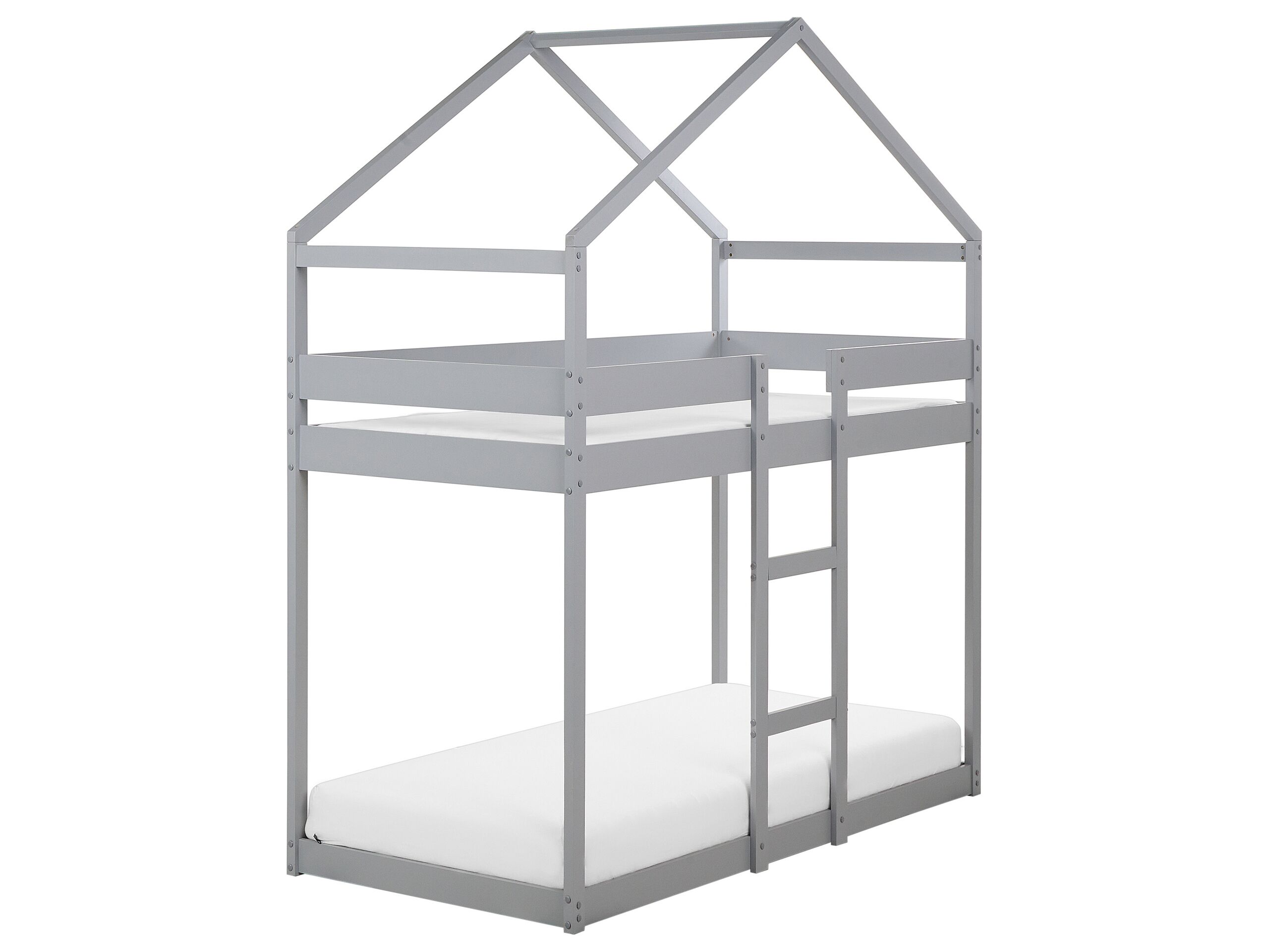 Wooden Kids House Bunk Bed EU Single Size Grey LABATUT - Gemini Interiors