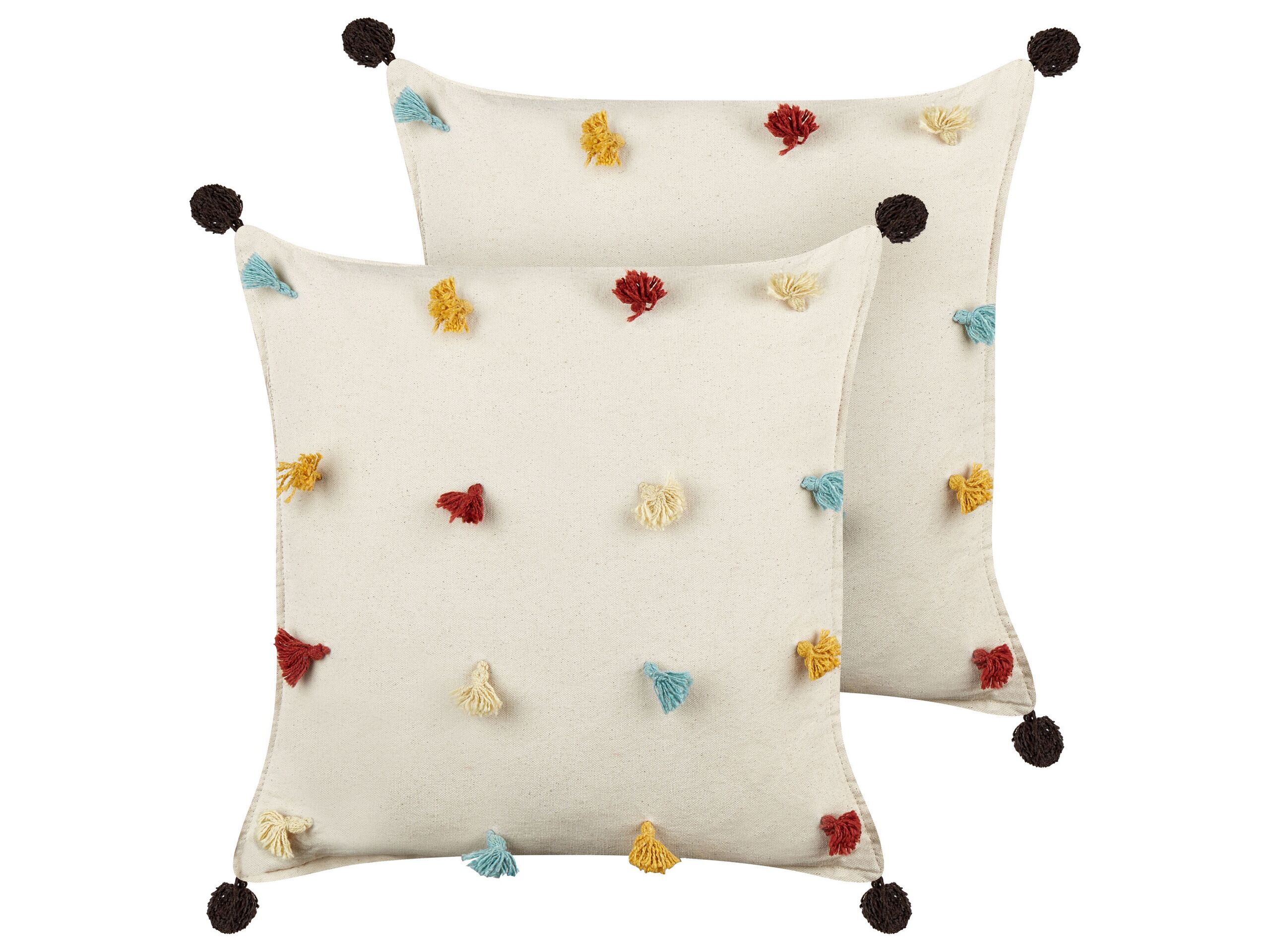 Set of 2 Cotton Cushions 45x45cm Light Beige - Gemini Interiors