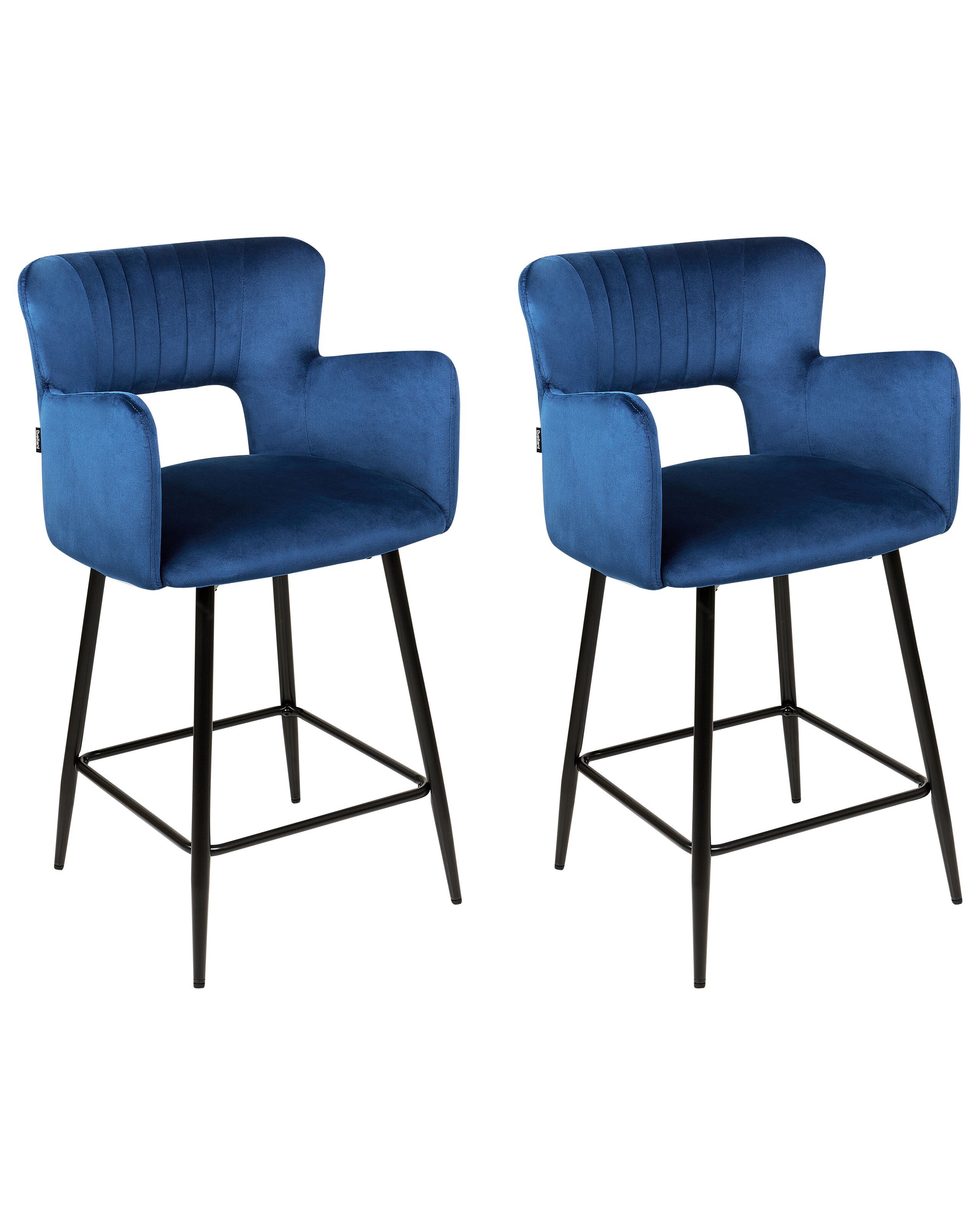 Set of 2 Velvet Bar Chairs Navy Blue SANILAC - Gemini Interiors