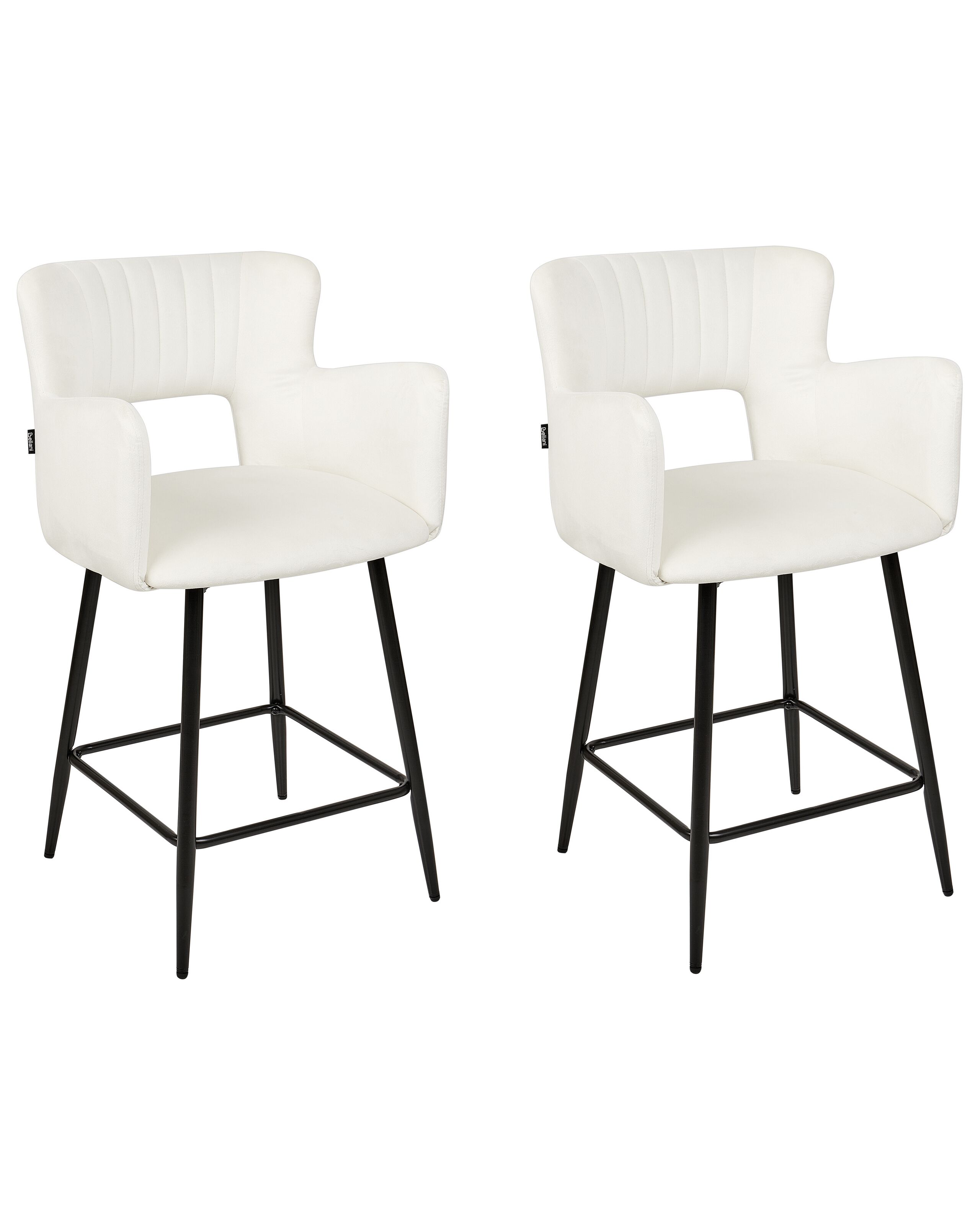 Set of 2 Velvet Bar Chairs White SANILAC - Gemini Interiors