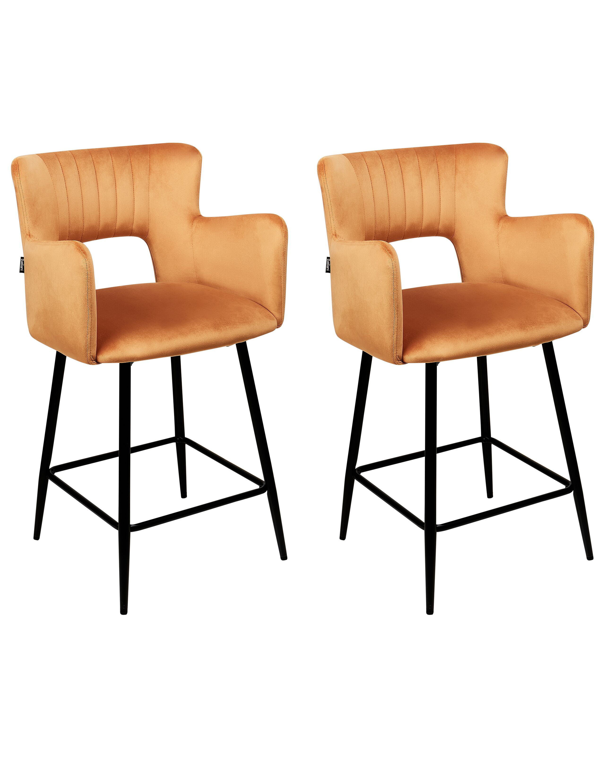 Set of 2 Velvet Bar Chairs Navy Orange SANILAC - Gemini Interiors