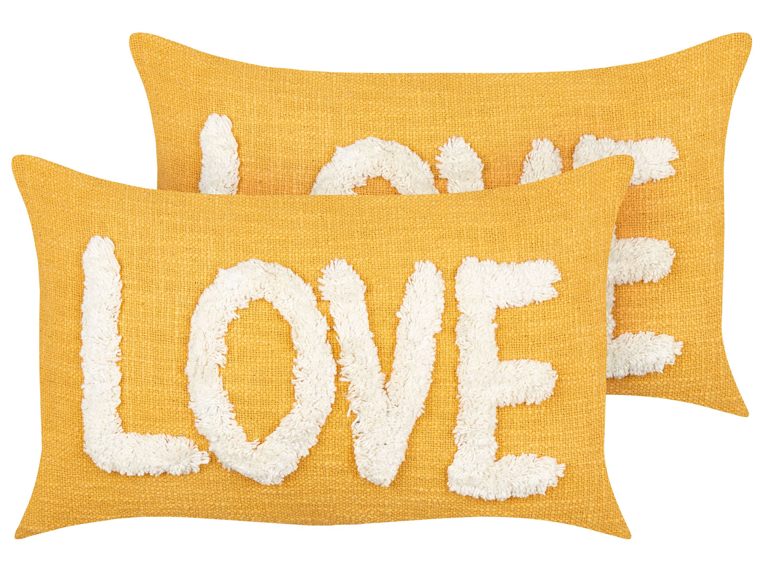 2 Cotton Cushions 30x50cm Yellow - Gemini Interiors