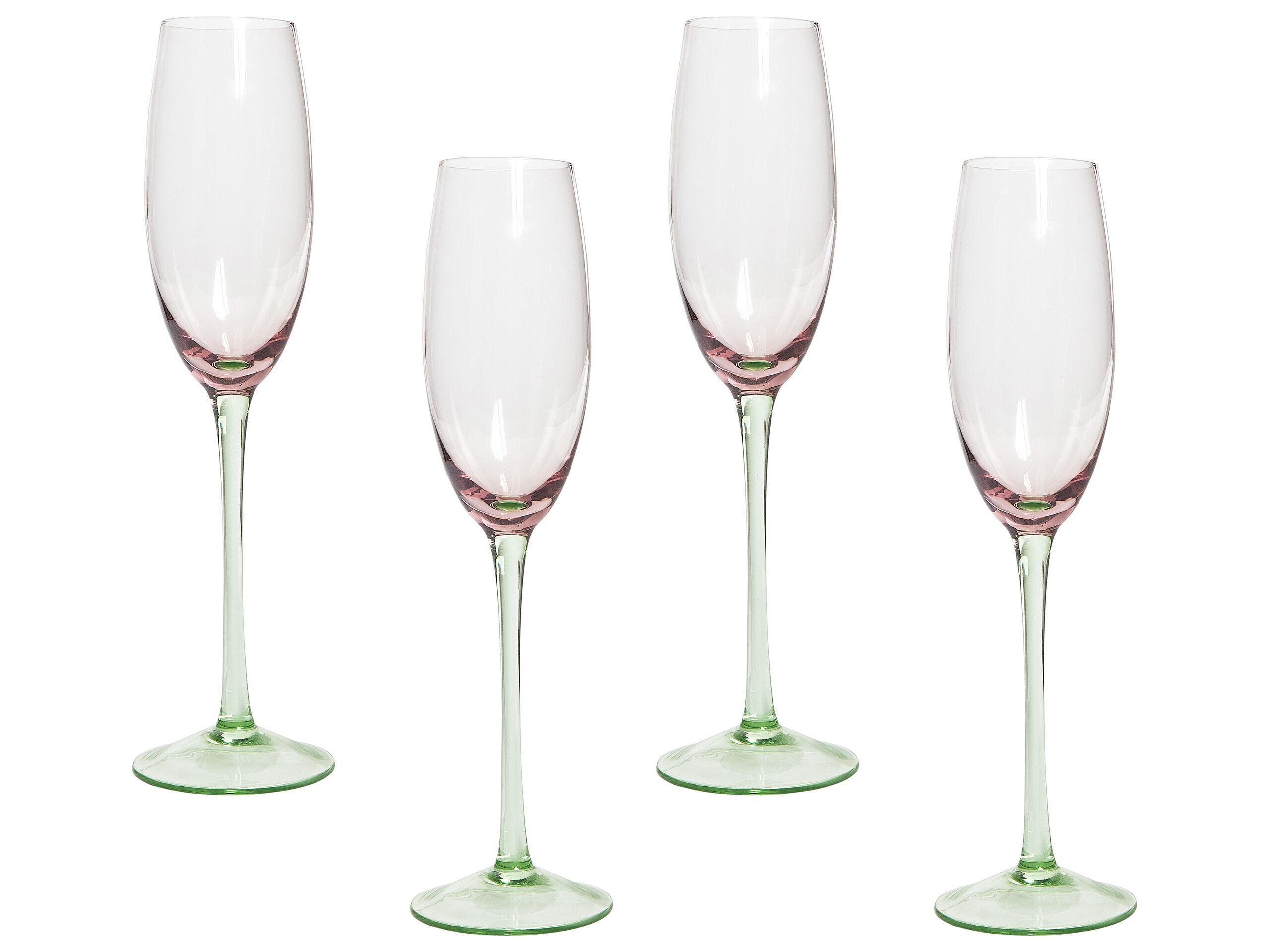Set of 4 Champagne Flutes 20 cl Pink and Green DIOPSIDE - Gemini Interiors