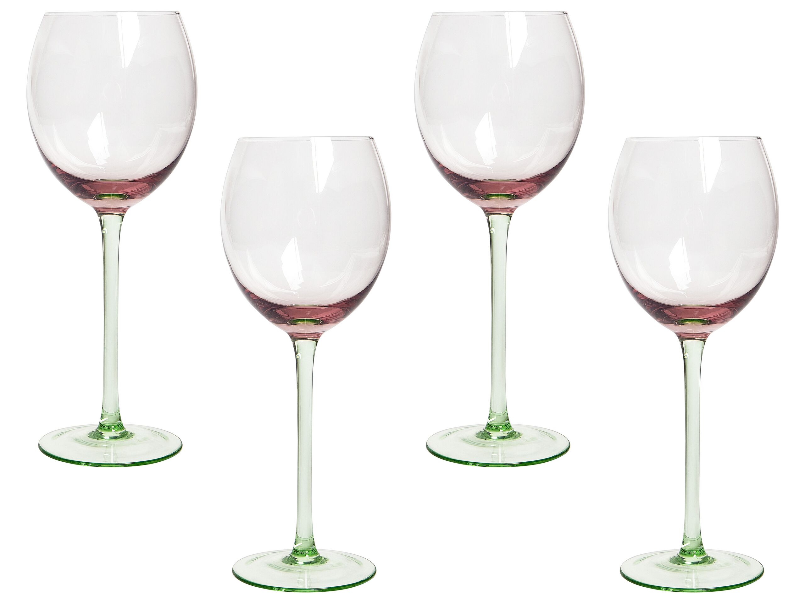 Set of 4 Red Wine Glasses 36 cl Pink and Green DIOPSIDE - Gemini Interiors