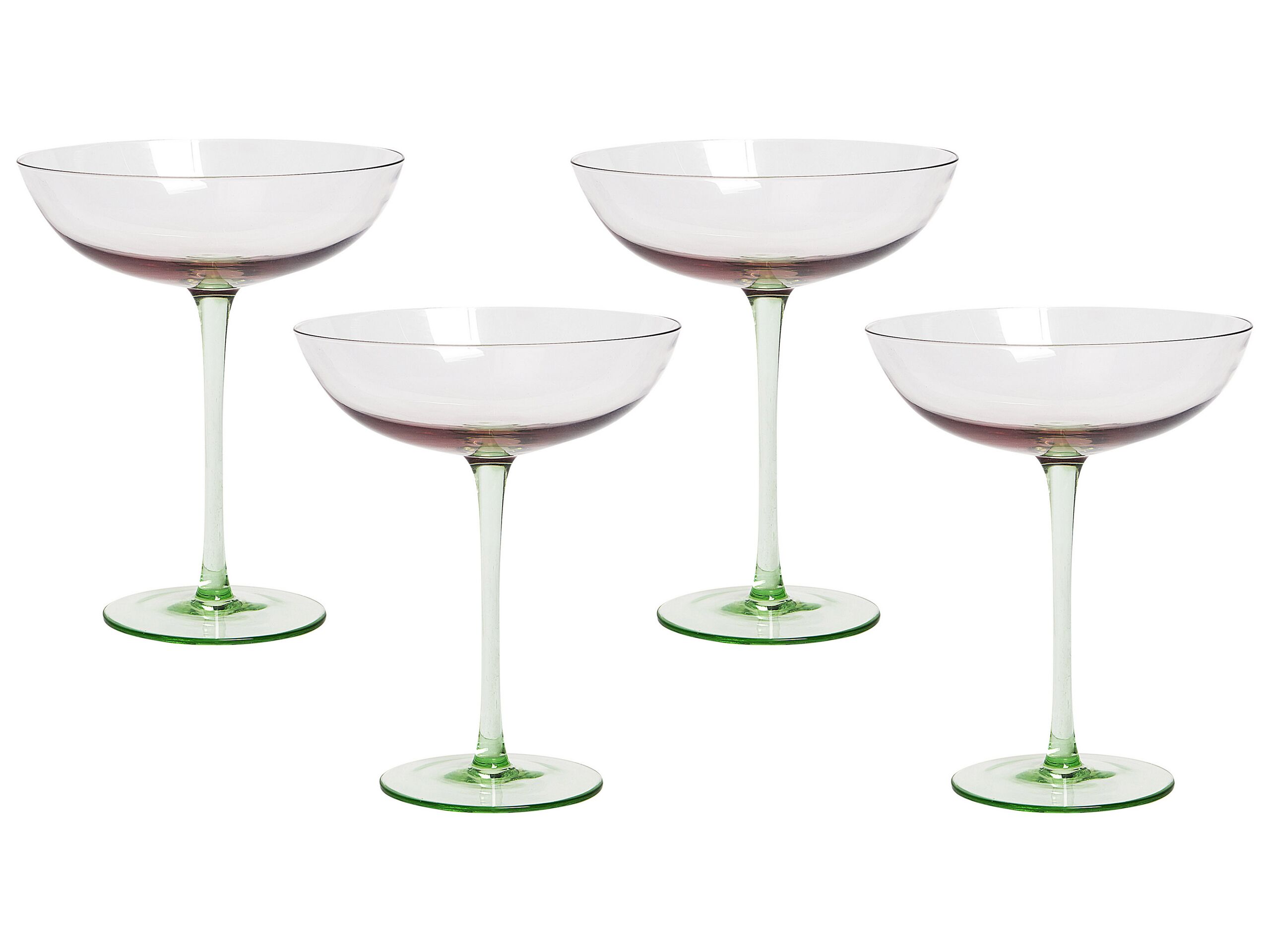 Set of 4 Martini Glasses 25 cl Pink and Green DIOPSIDE - Gemini Interiors