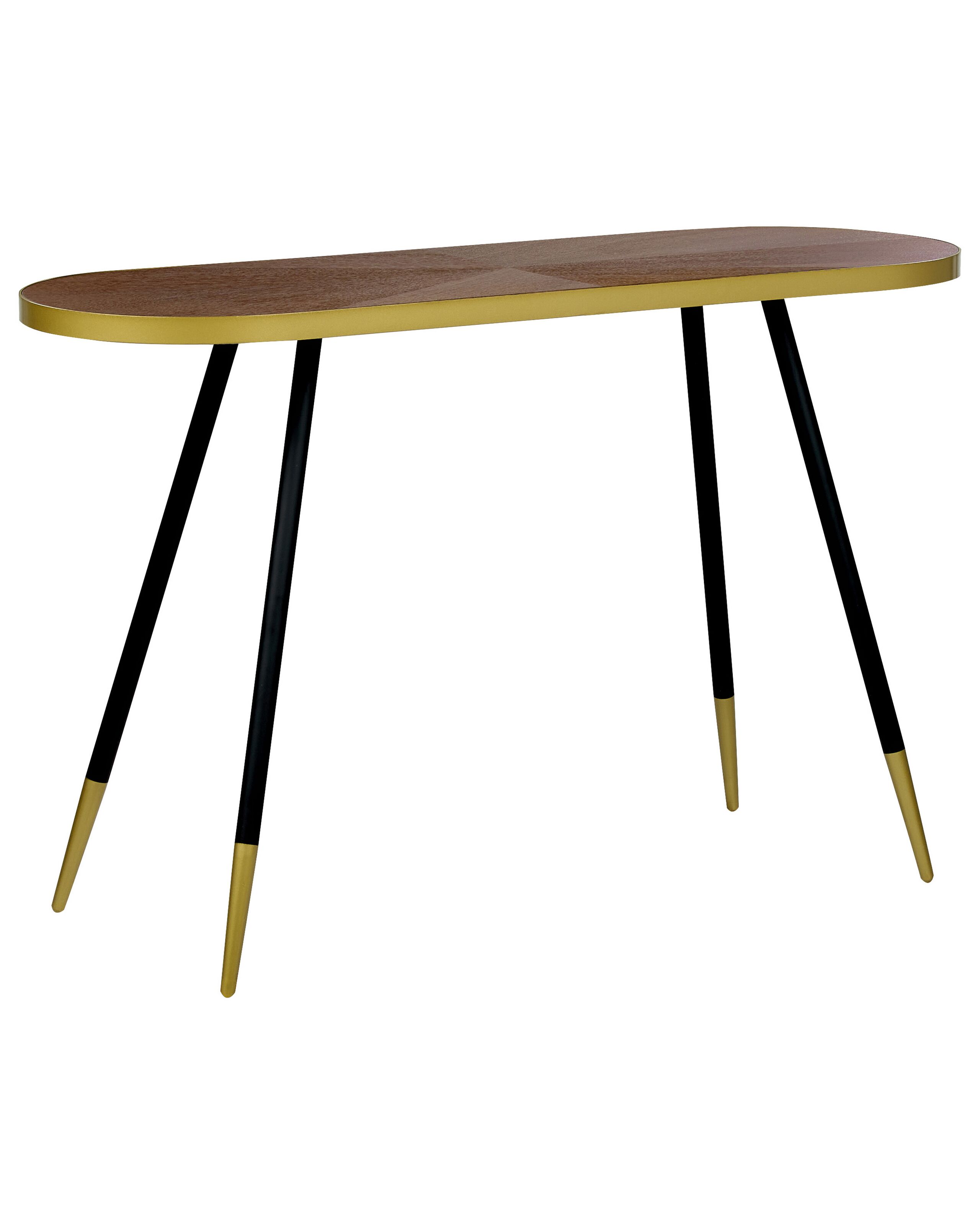 Console Table Dark Wood with Gold RAMONA - Gemini Interiors