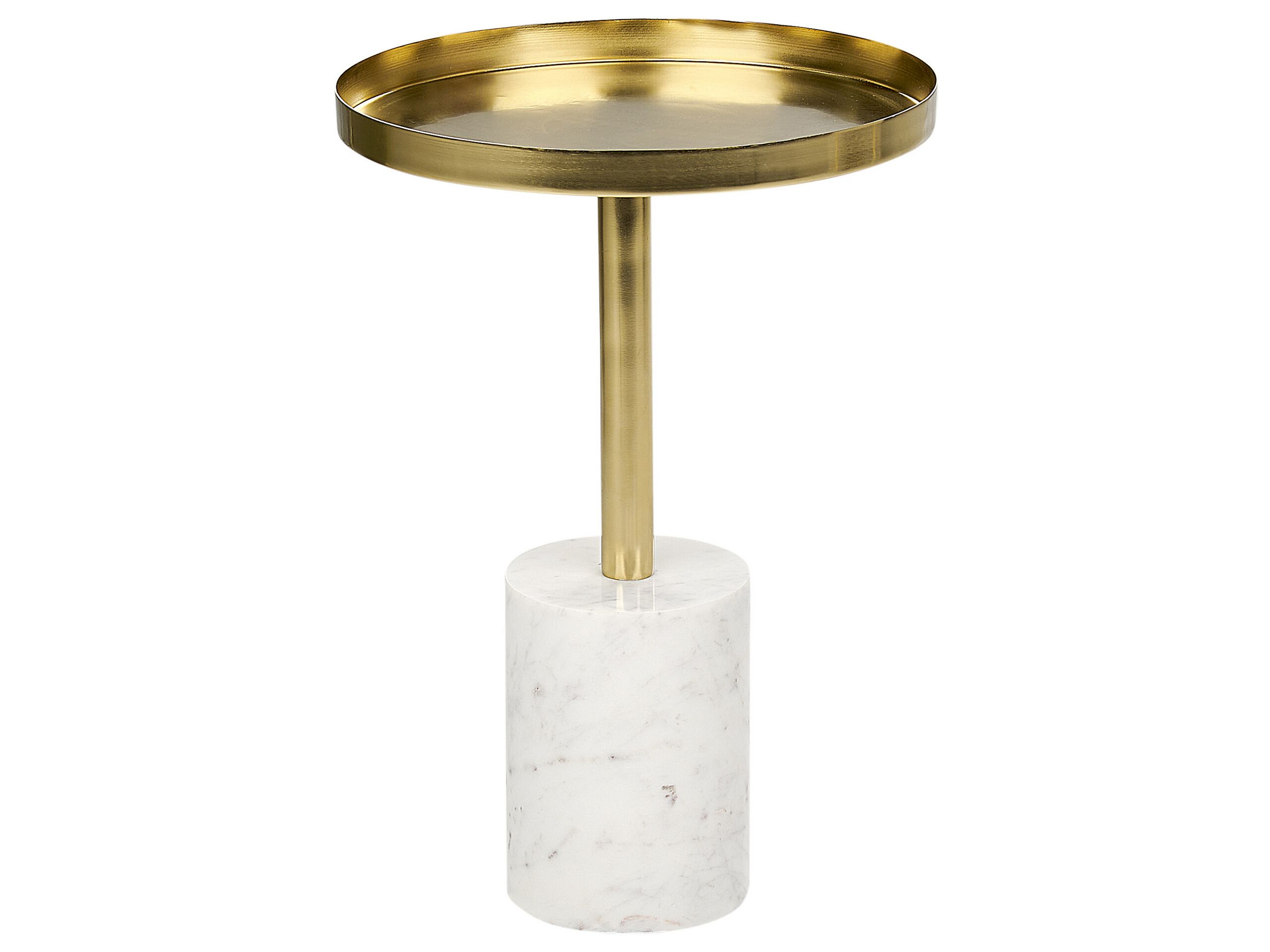 Metal Side Table Gold and White CAMELO - Gemini Interiors