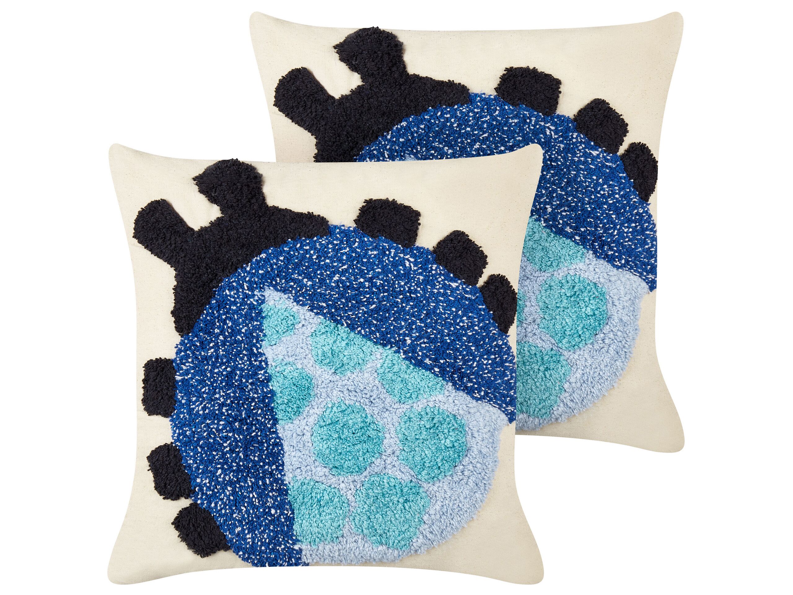 2 Cotton Cushions with Ladybird Motif 45x45cm Multicolour - Gemini Interiors
