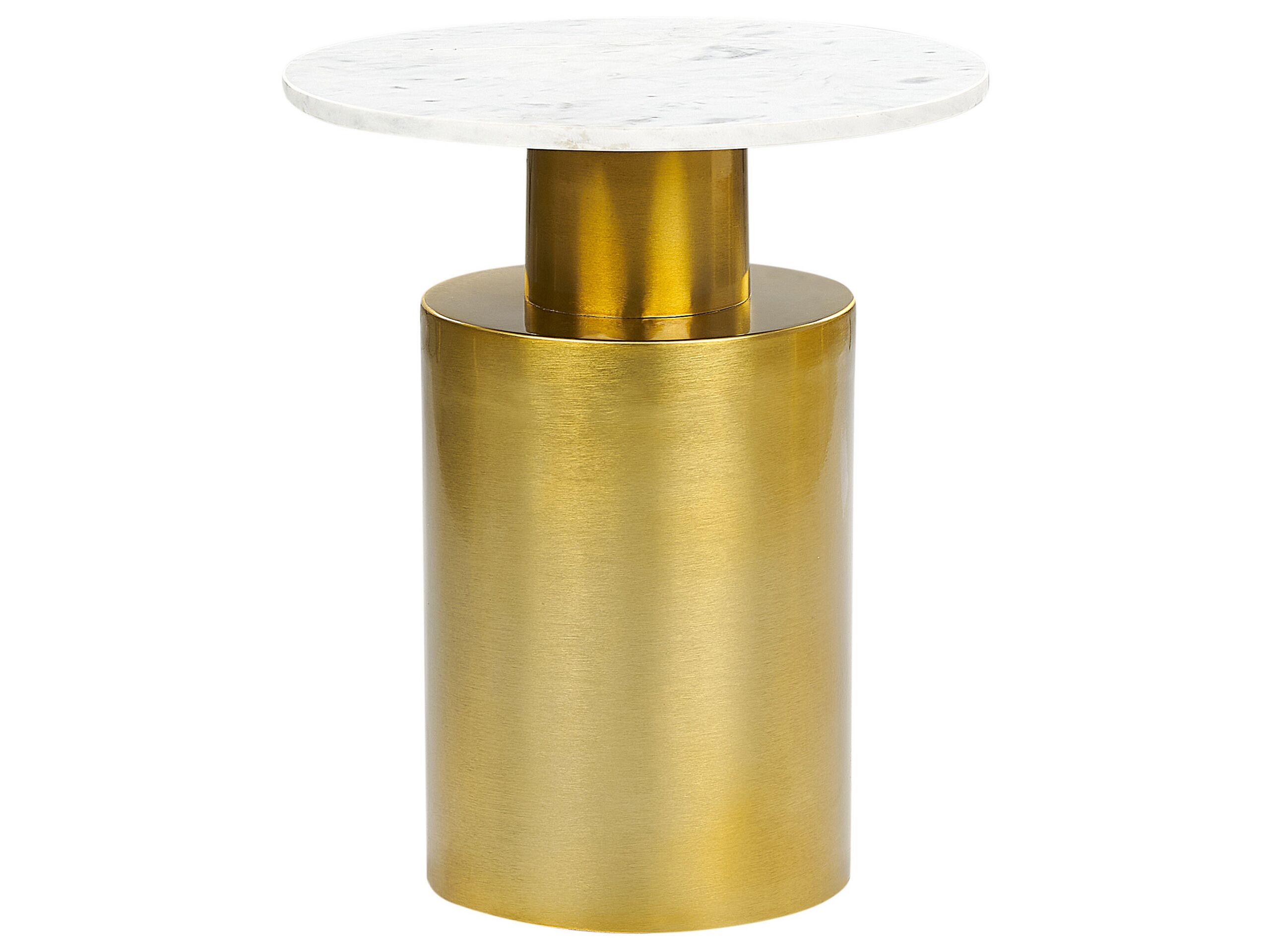 Metal Side Table Gold and White ARIAGA - Gemini Interiors