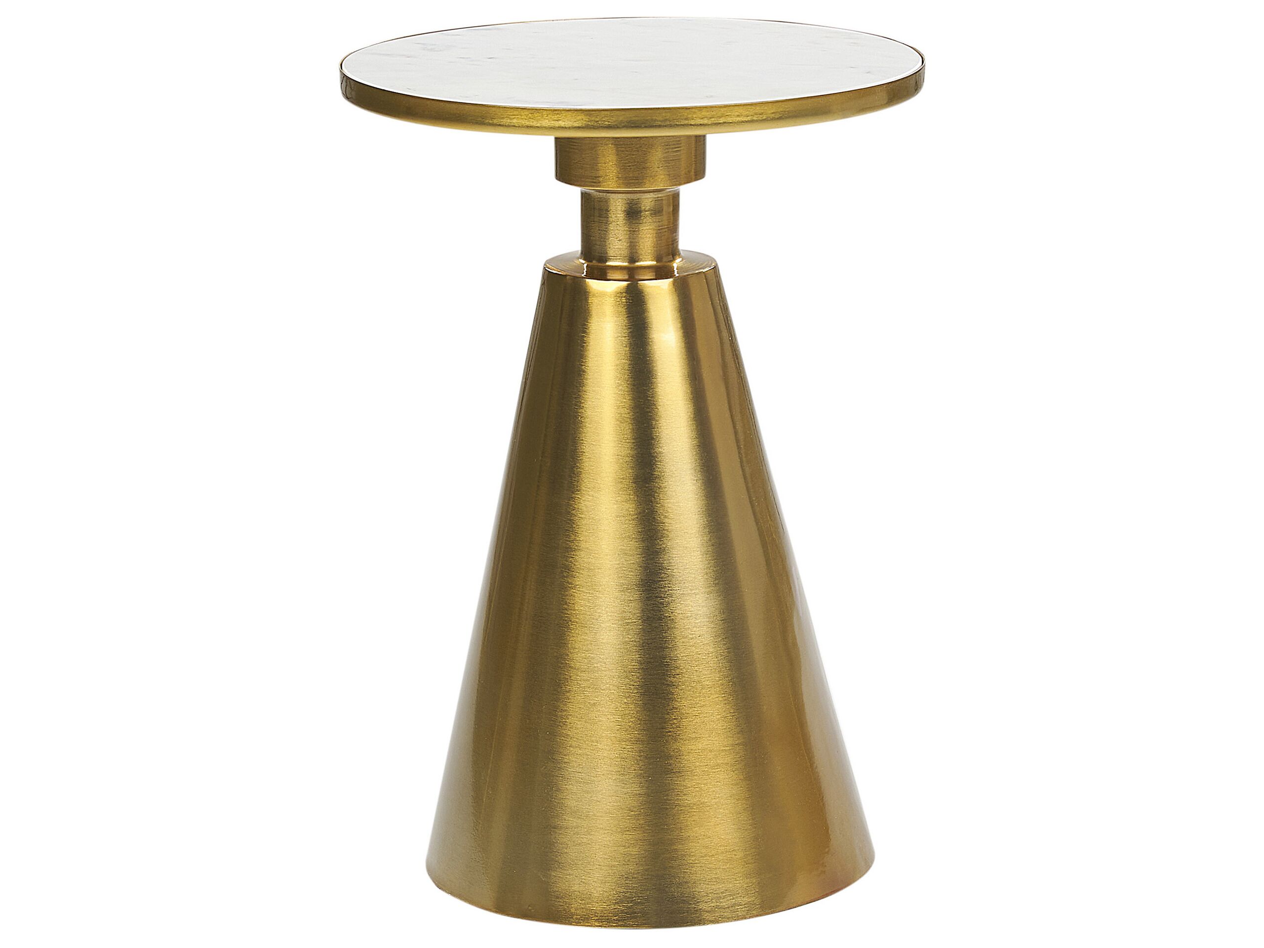 Metal Side Table Gold and White ANDRES - Gemini Interiors