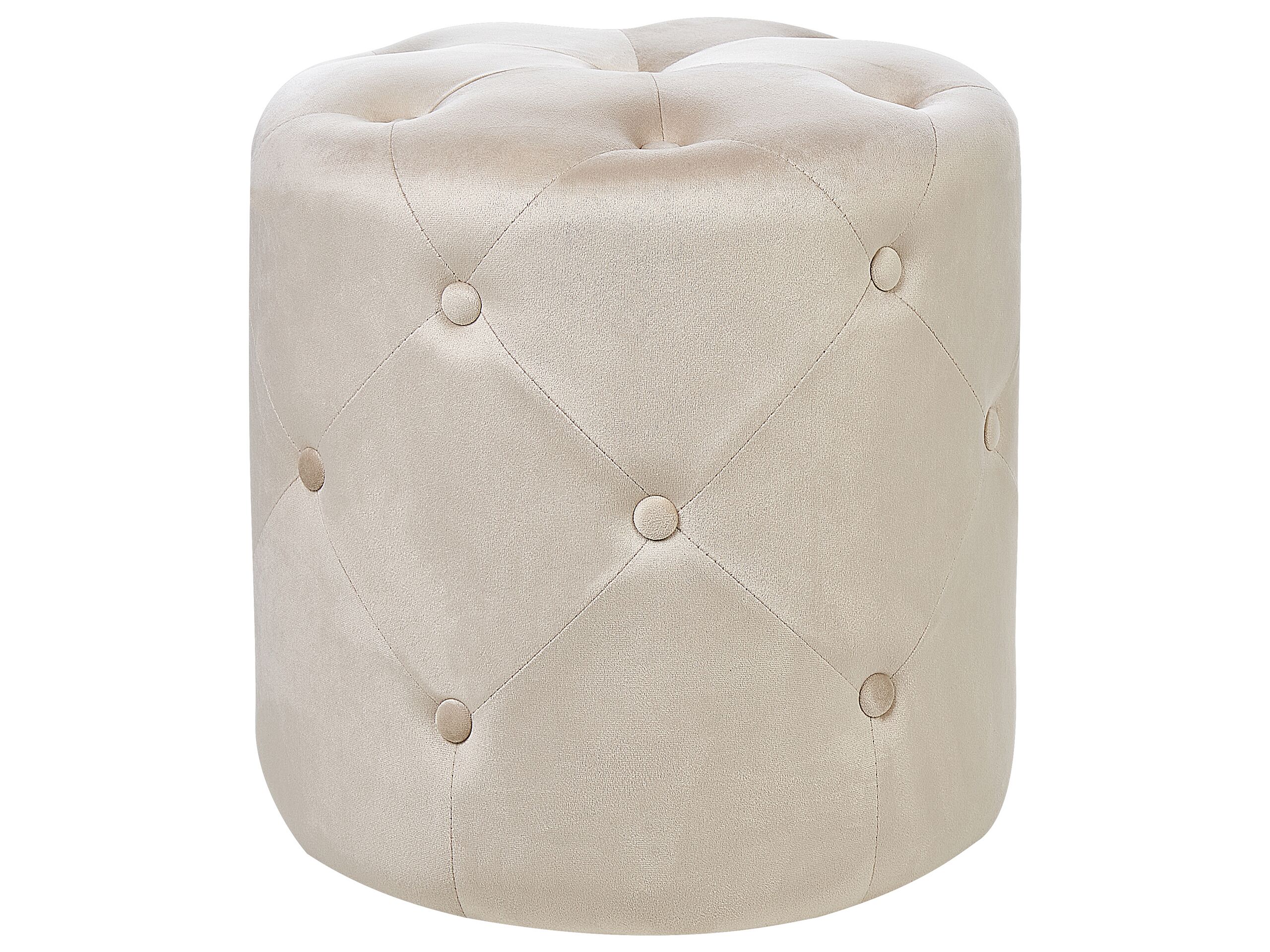 Velvet Pouffe Beige COROLLA - Gemini Interiors