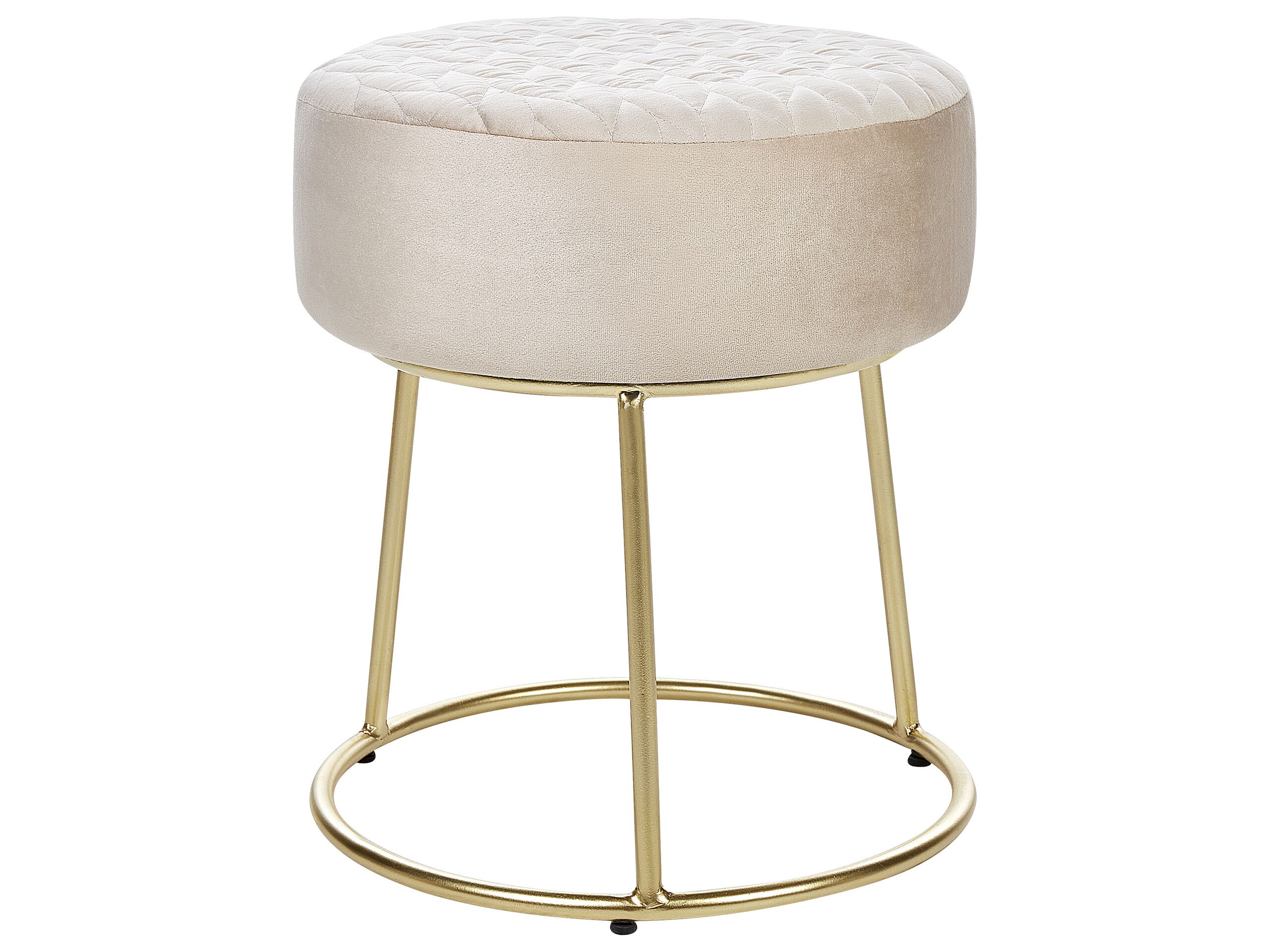Velvet Footstool Beige DELCO - Gemini Interiors