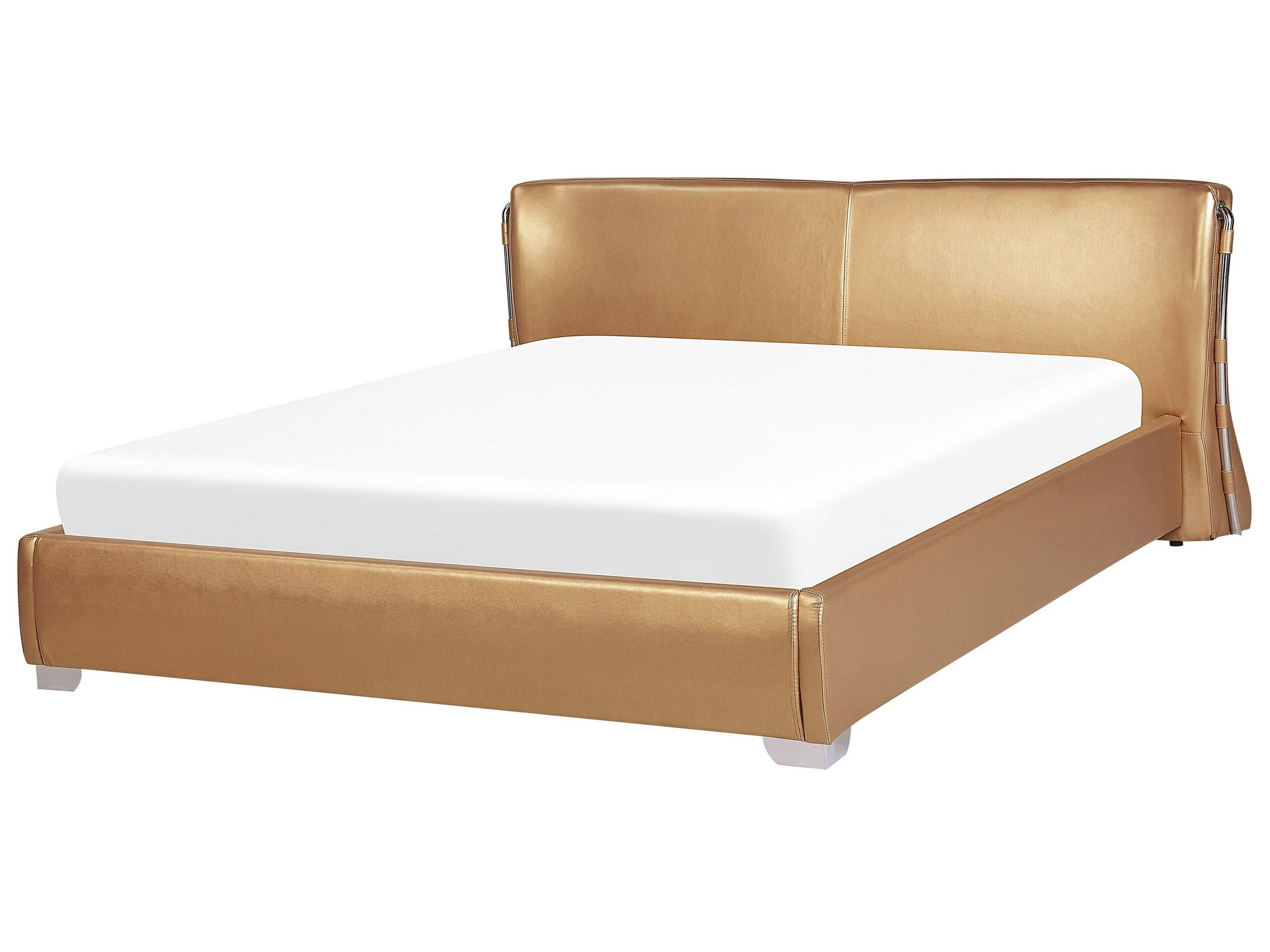 Leather EU Super King Size Waterbed Gold PARIS - Gemini Interiors